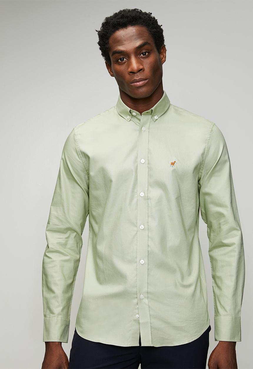 POLO - Iman Long sleeve Oxford Shirt Iman - Sage