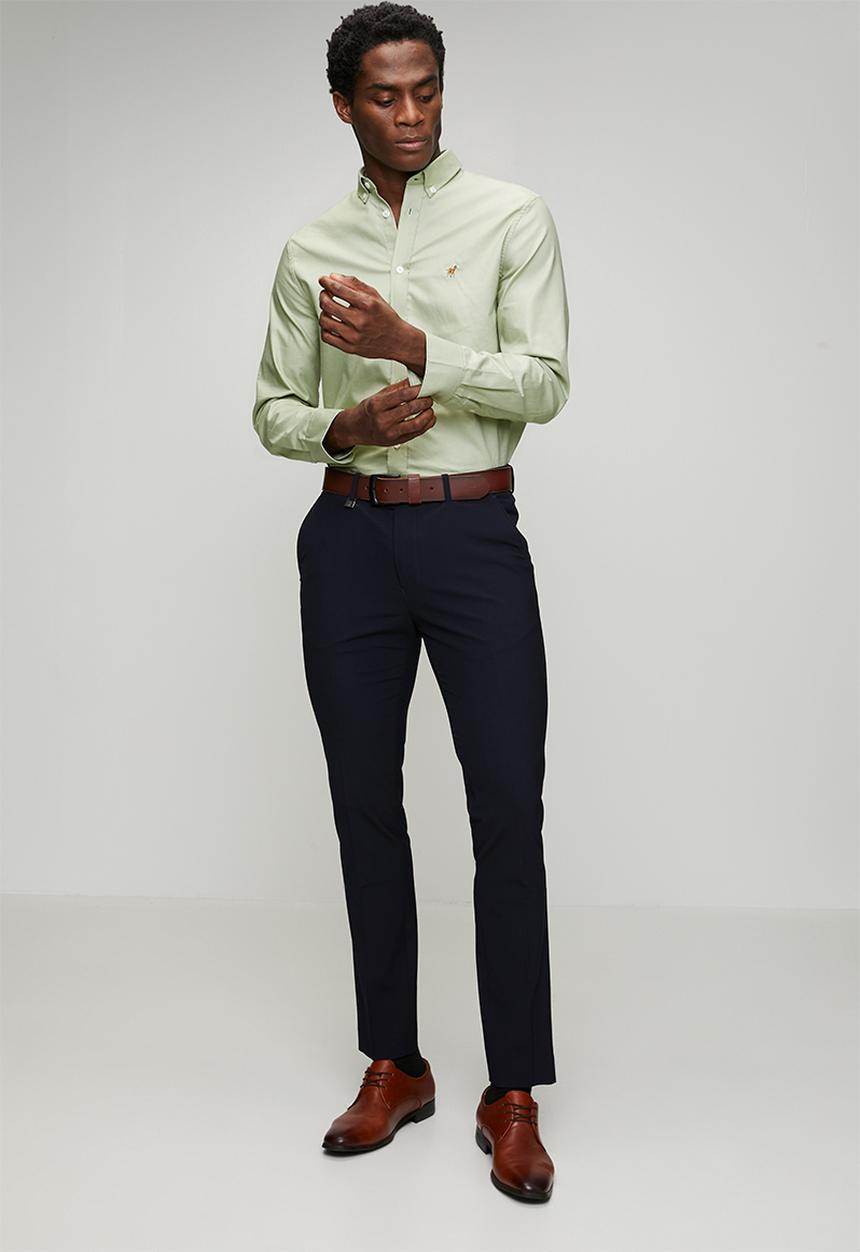POLO - Iman Long sleeve Oxford Shirt Iman - Sage