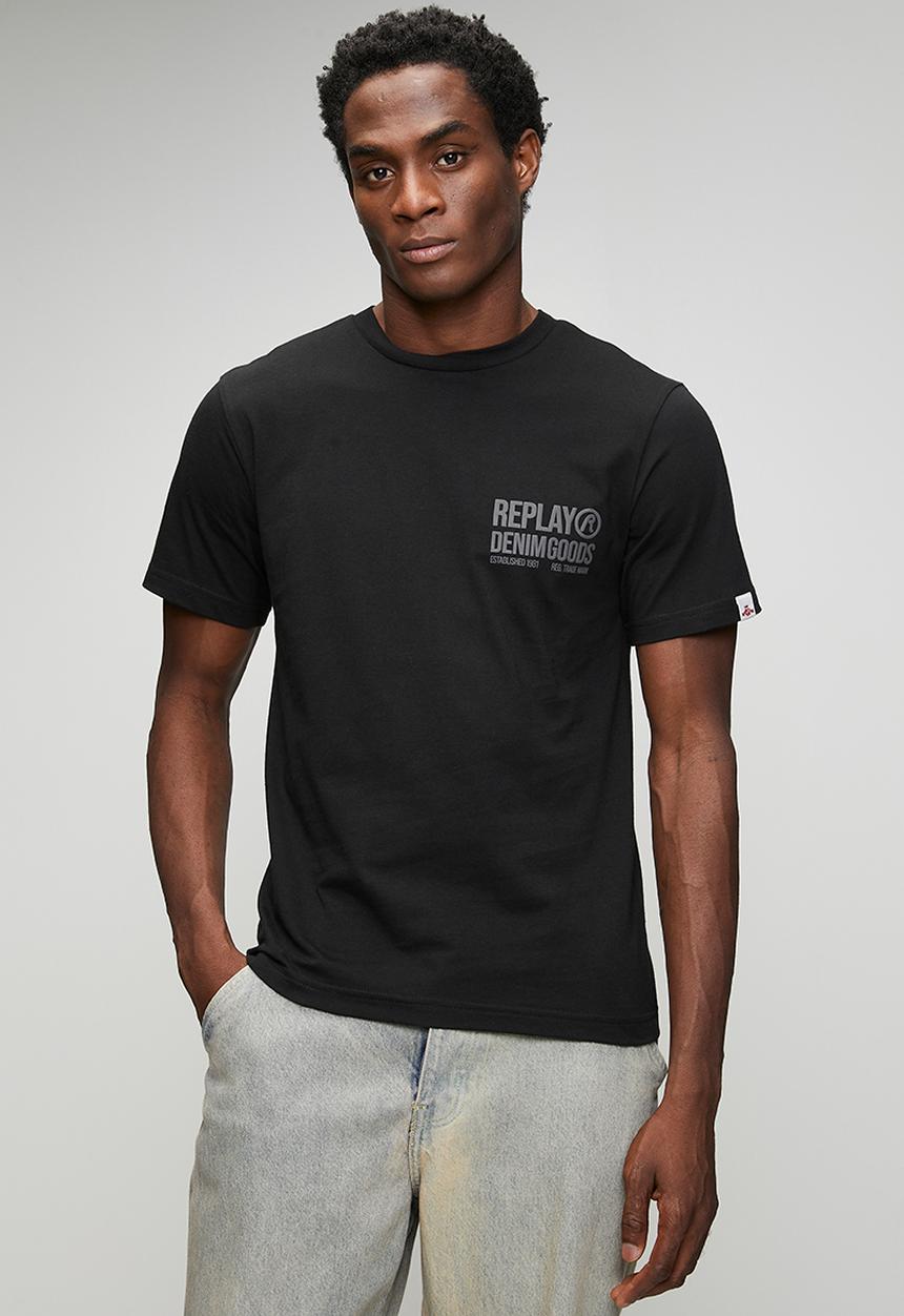 Replay - Piece Dyed Organic Heavy Cotton Jersey T-shirt -  Black 