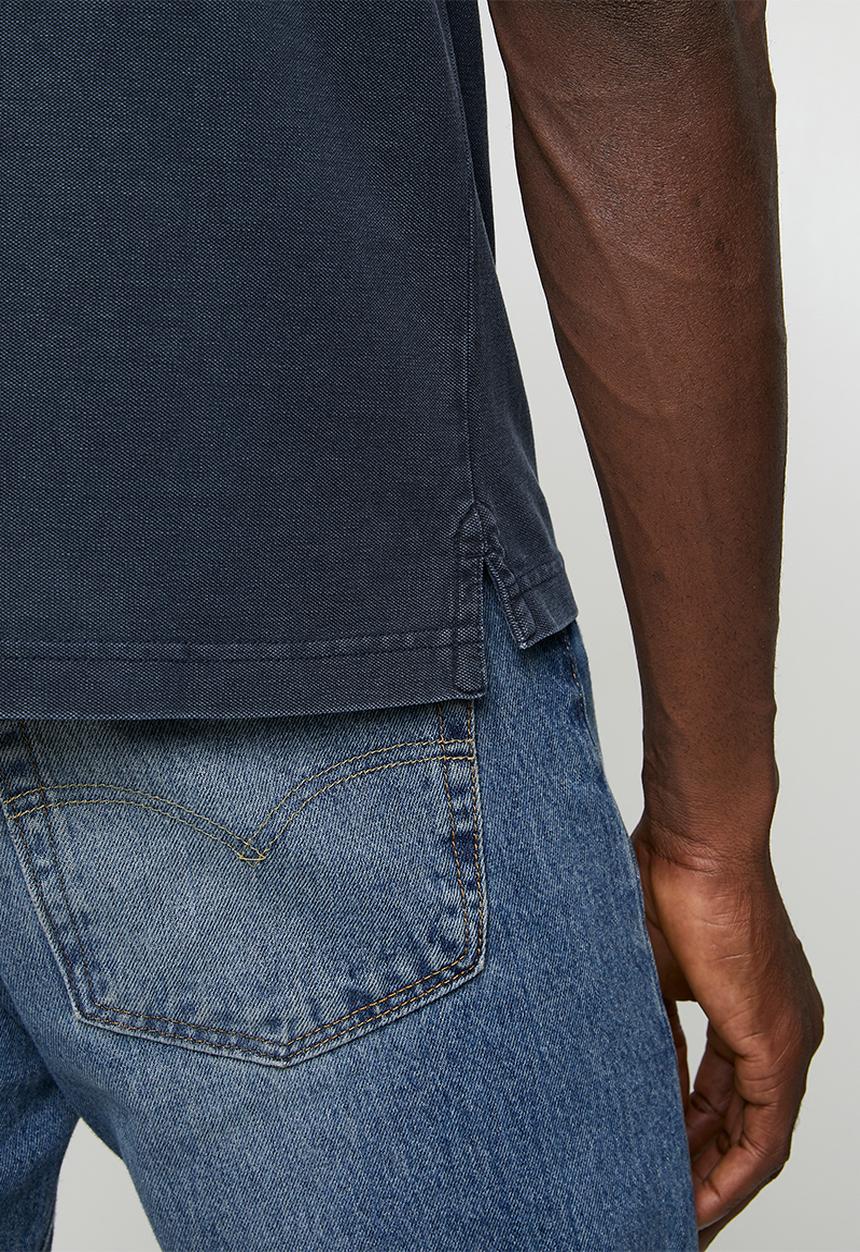 Replay - Marble Dyed Cotton Piquet Polo- Navy