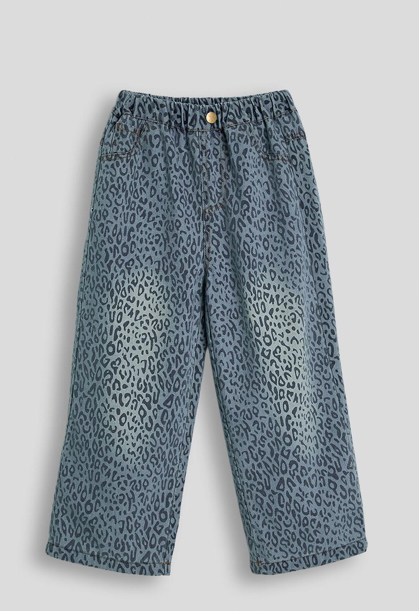 Pop Candy - Leopard print wide leg jeans - light blue
