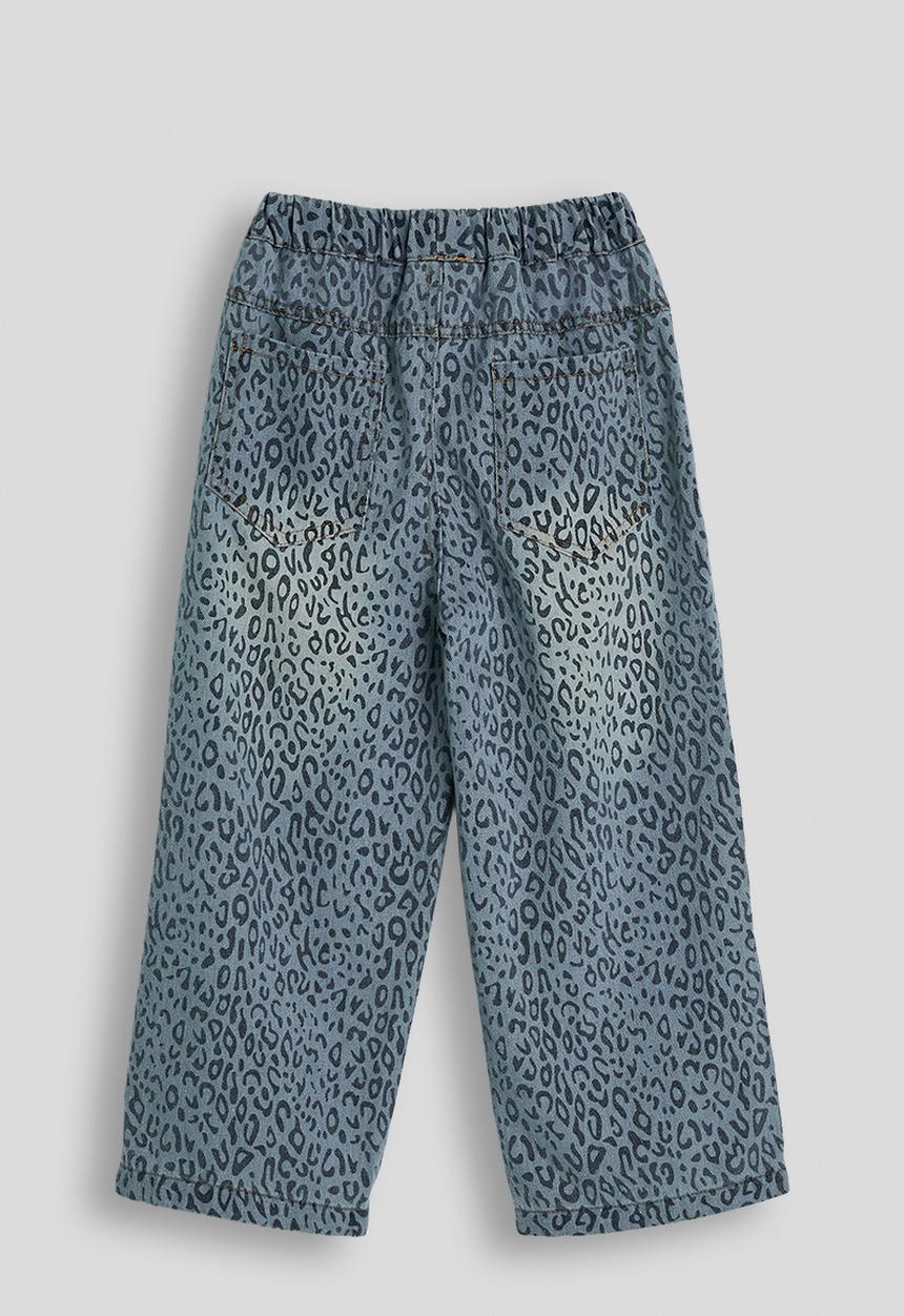 Pop Candy - Leopard print wide leg jeans - light blue
