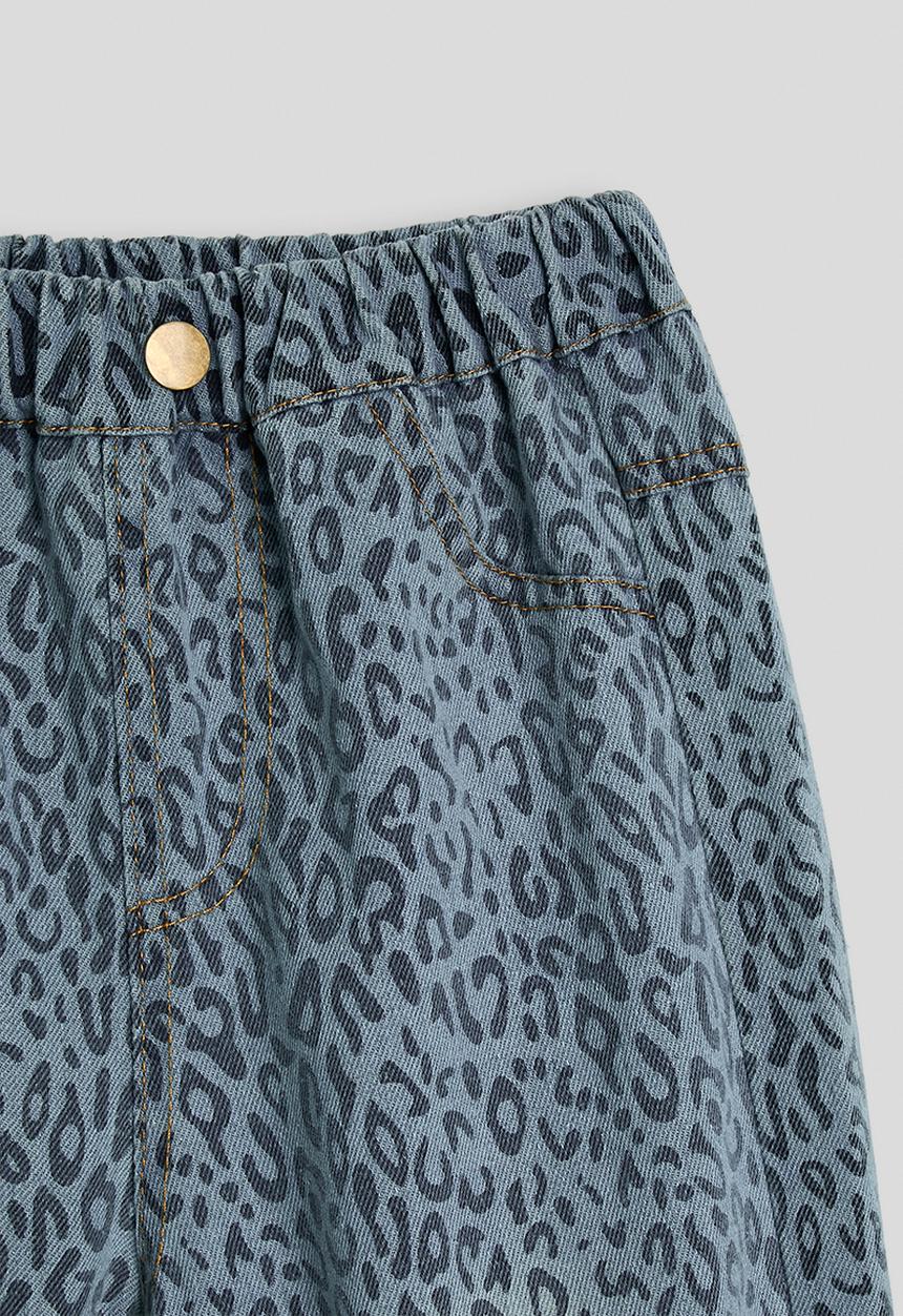 Pop Candy - Leopard print wide leg jeans - light blue