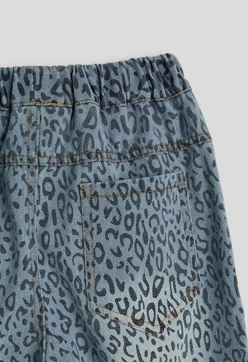 Pop Candy - Leopard print wide leg jeans - light blue