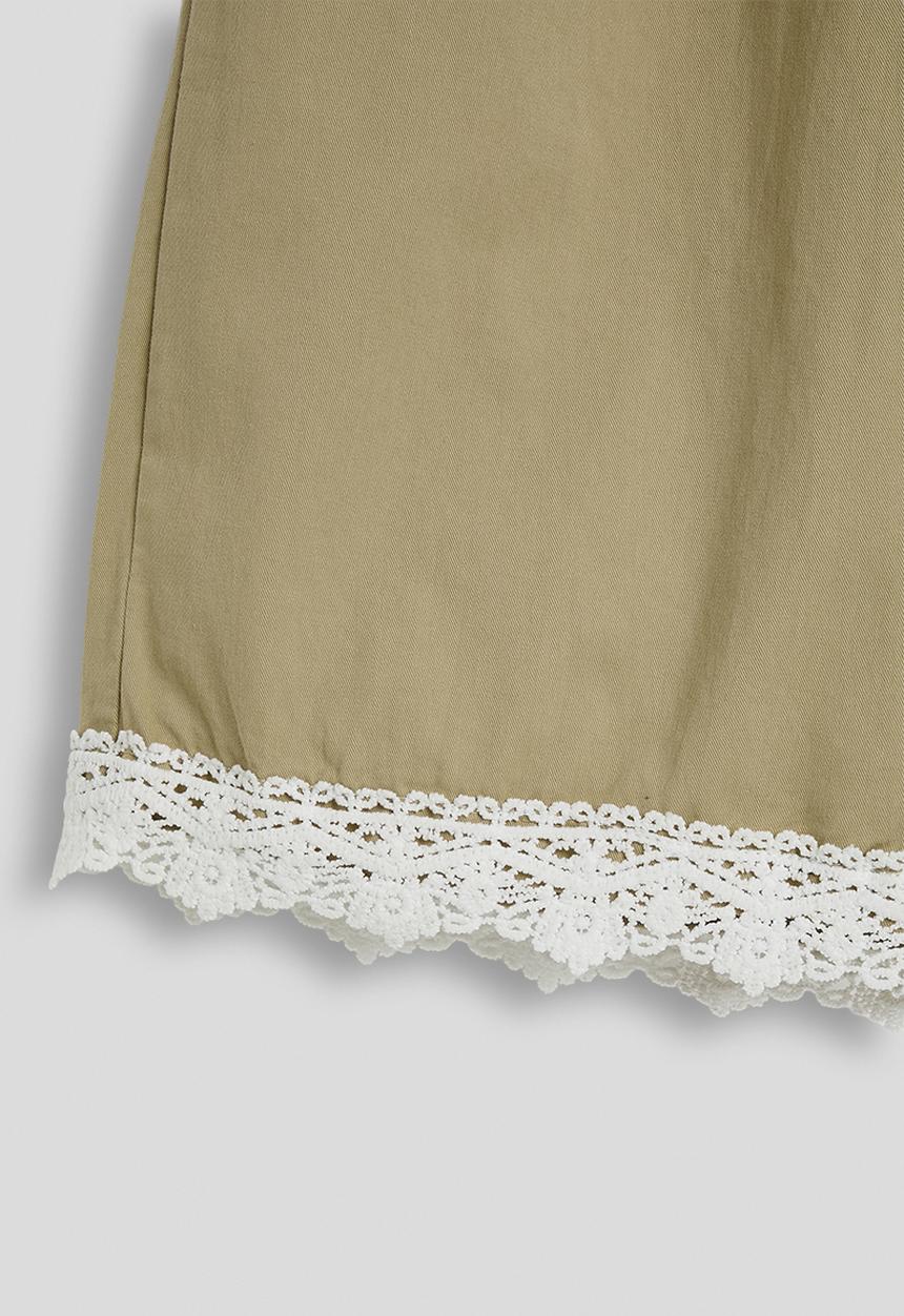 Pop Candy - Lace hem co-ord pants - khaki
