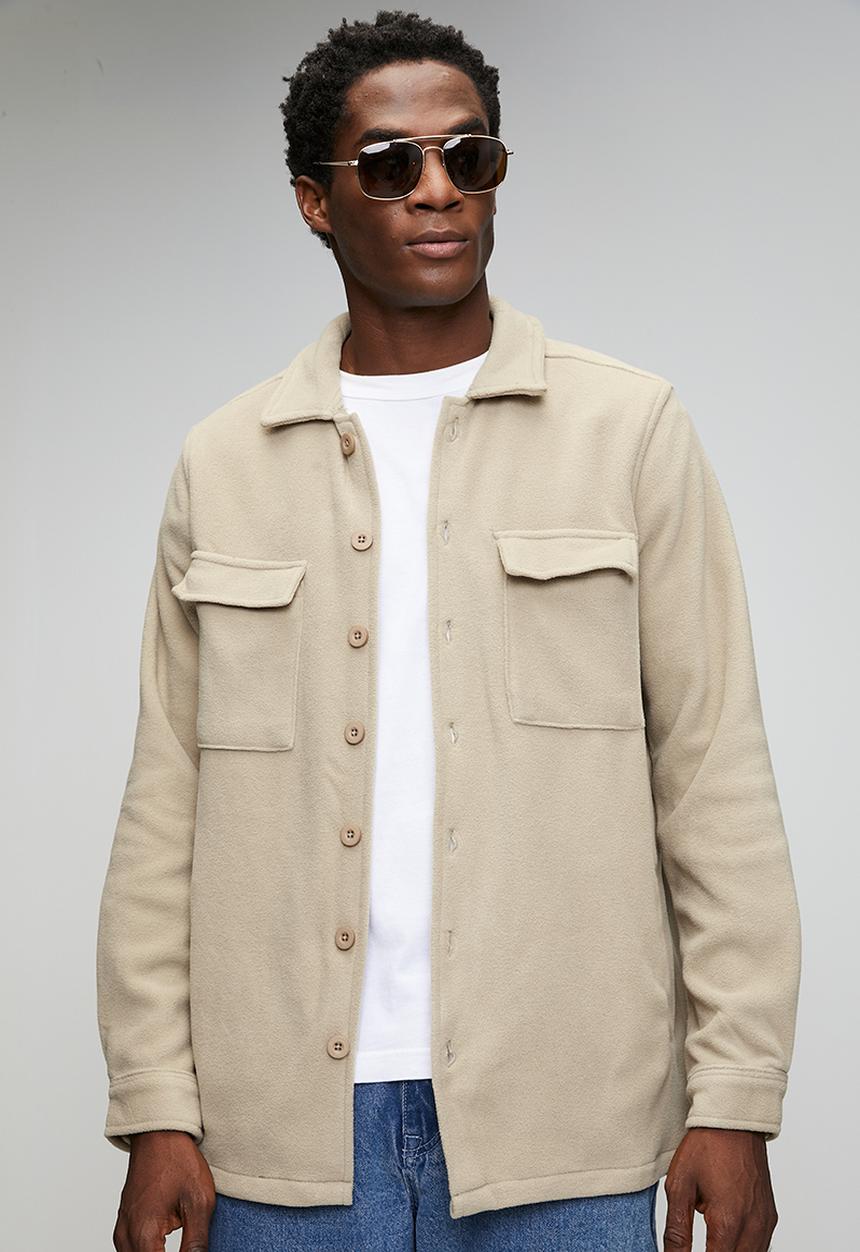 Brave Soul - Fleece Overcoat - Mushroom