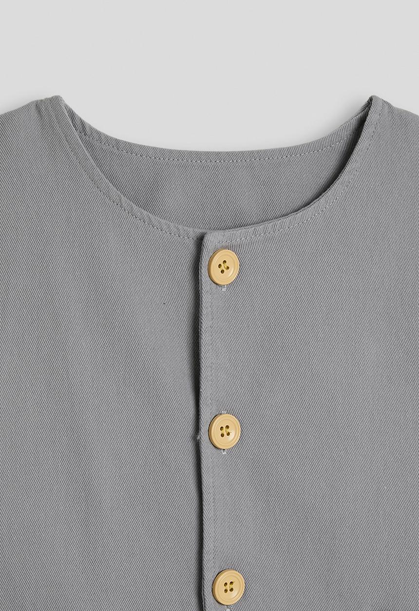 Pop Candy - Cropped collarless co-ord jacket - granite