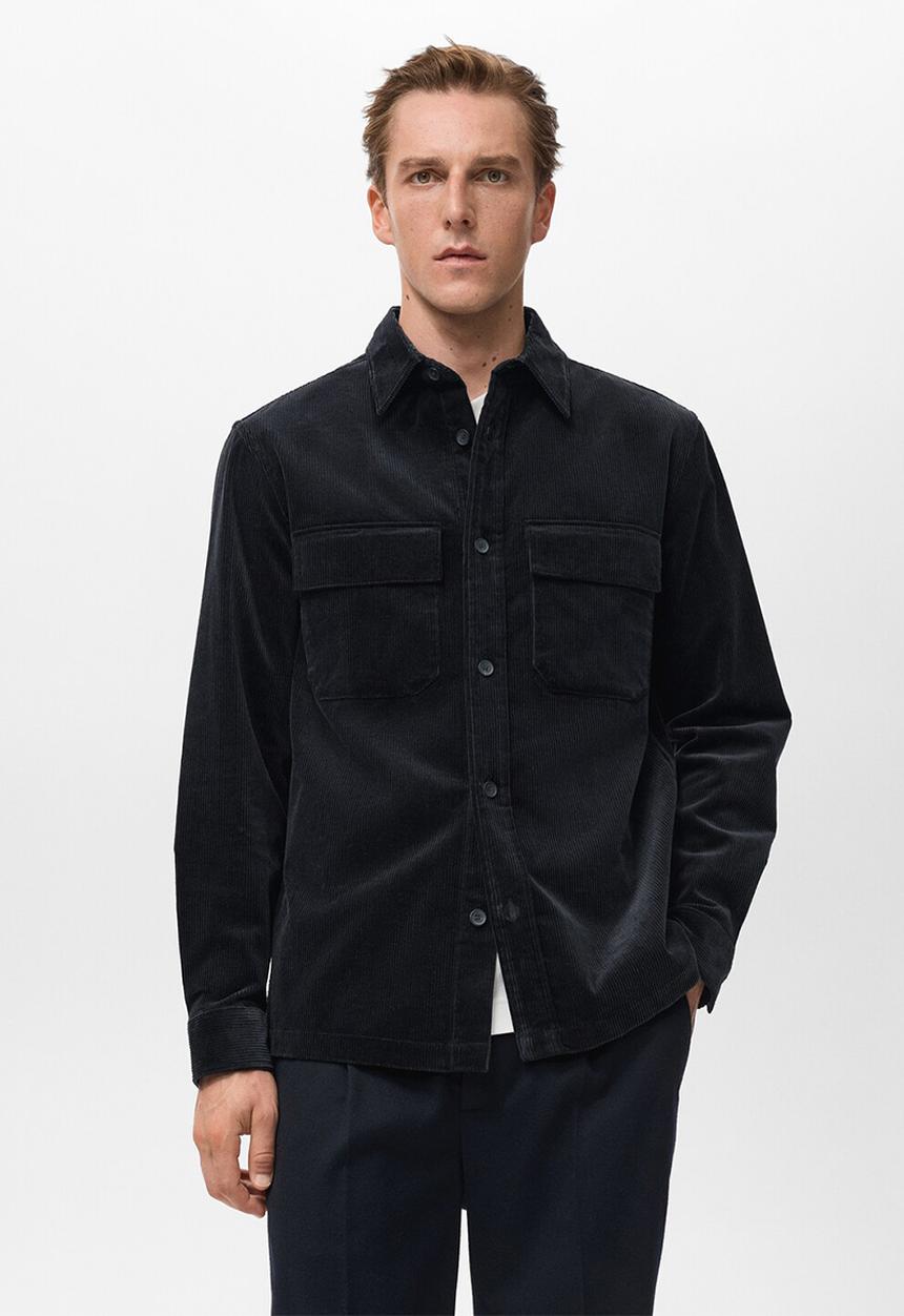 MANGO - Baku lux corduroy overshirt - midnight navy