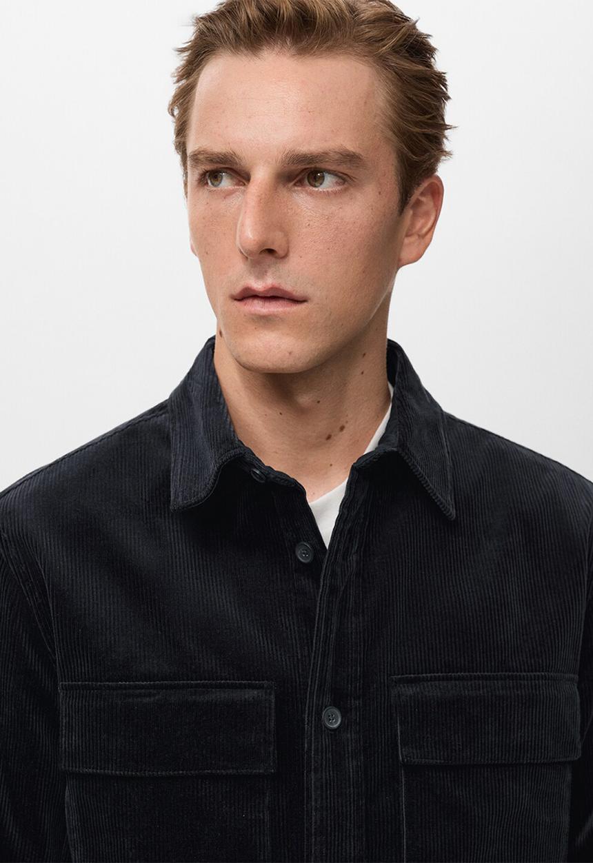 MANGO - Baku lux corduroy overshirt - midnight navy