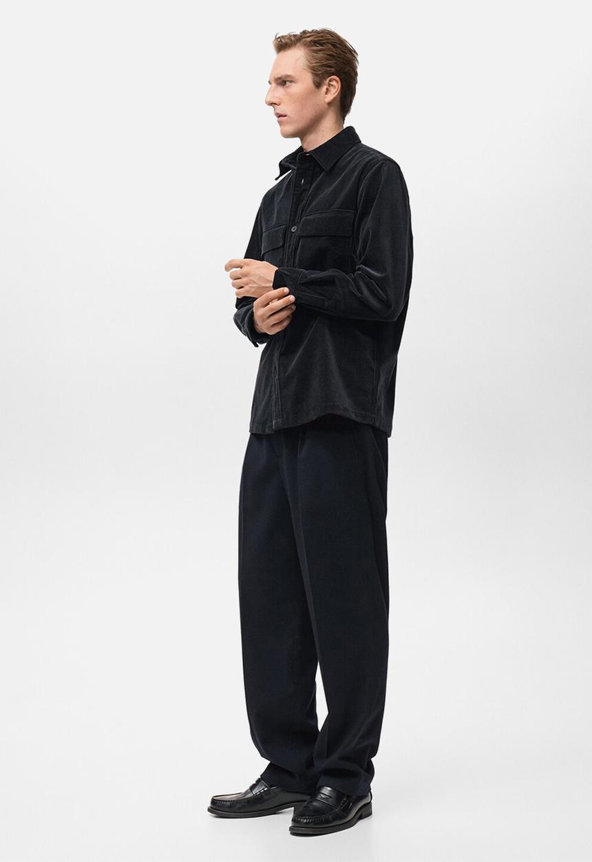 MANGO - Baku lux corduroy overshirt - midnight navy