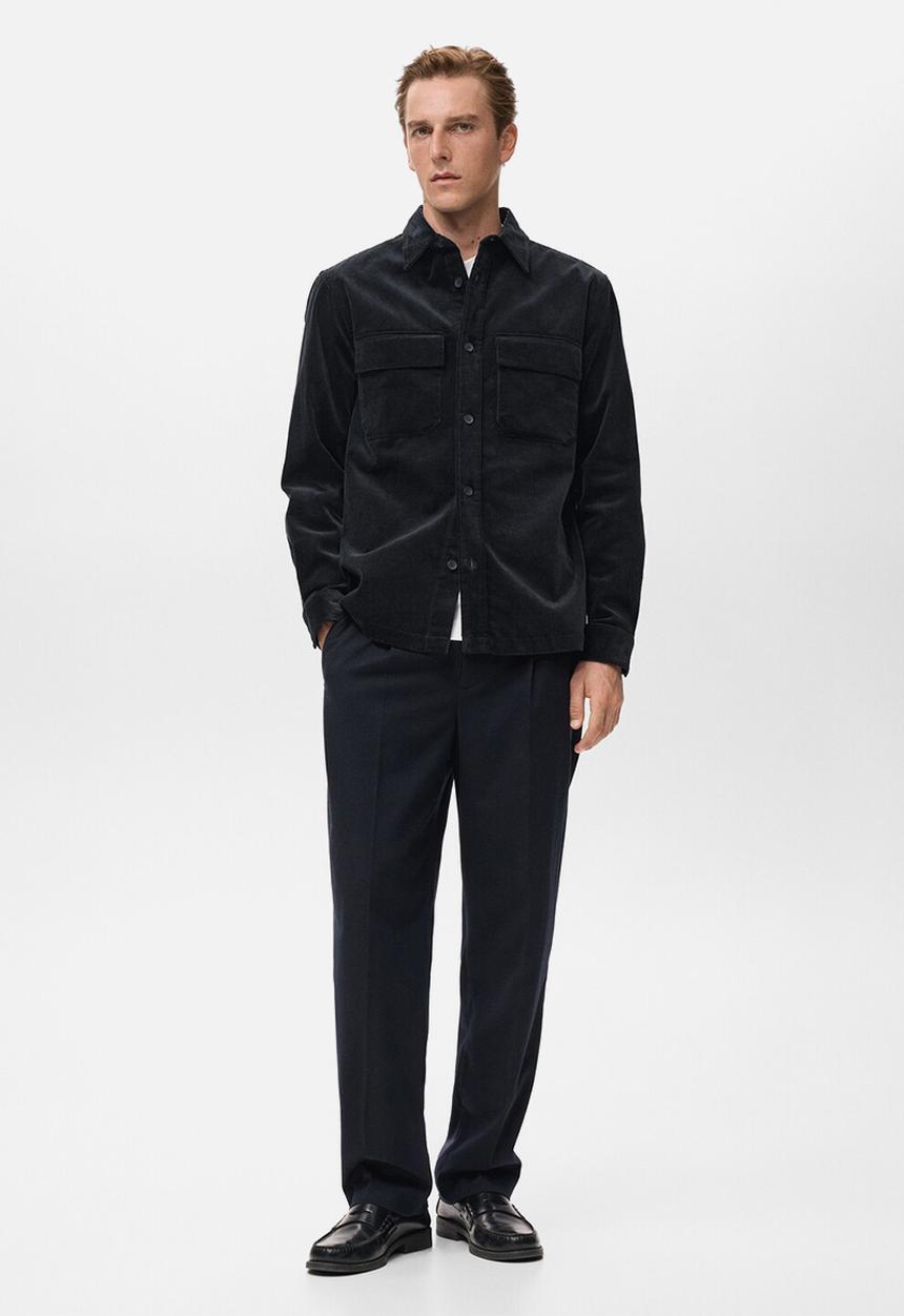 MANGO - Baku lux corduroy overshirt - midnight navy