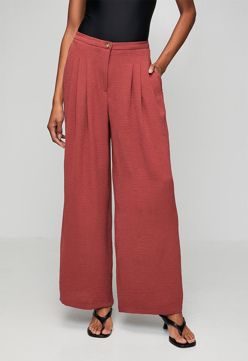 New Look - St cey tailoring wide leg pleat trouser - rust