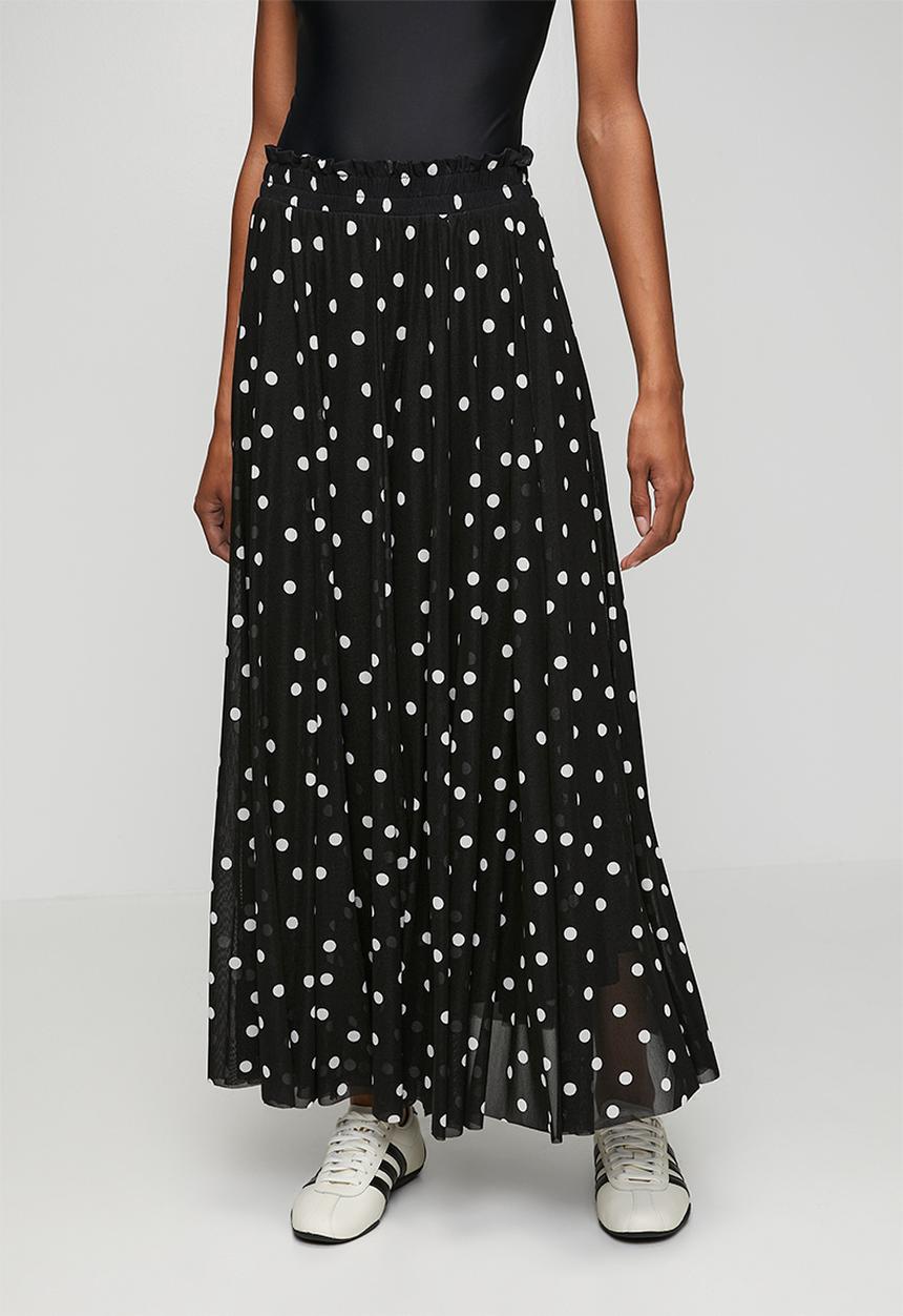 Me&B - Panelled Lined Mesh Skirt - Black