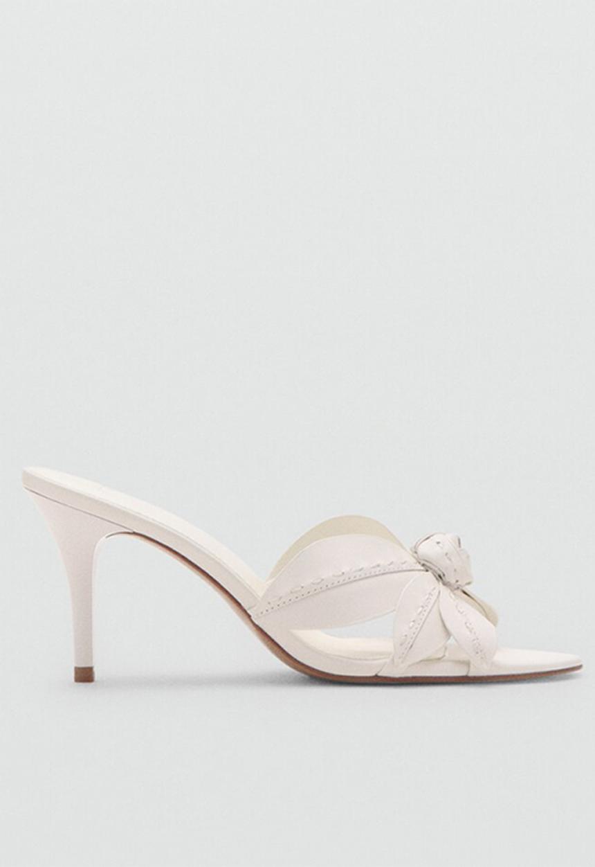 MANGO - Flower open toe mule - light beige