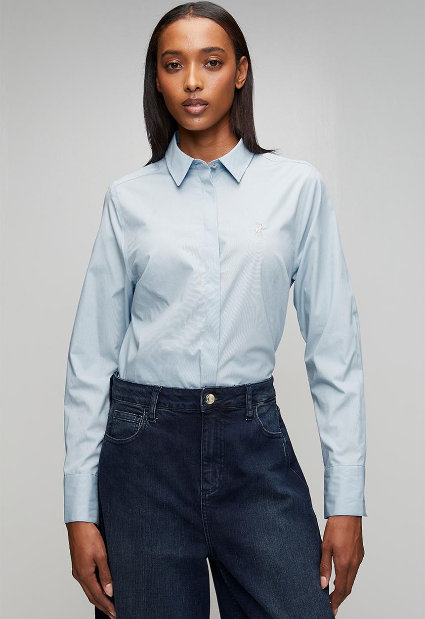 POLO - Wmn Jamie Ls Shirt - Sky Blue