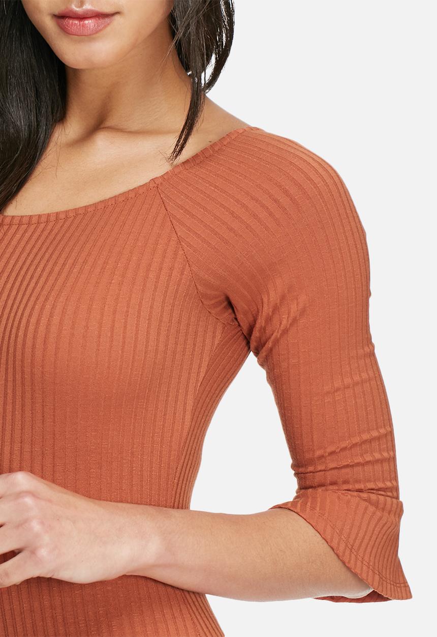 dailyfriday - Bell sleeve ribbed bodysuit