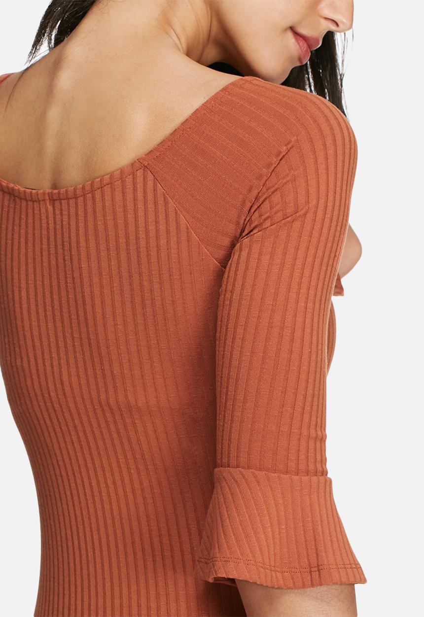dailyfriday - Bell sleeve ribbed bodysuit