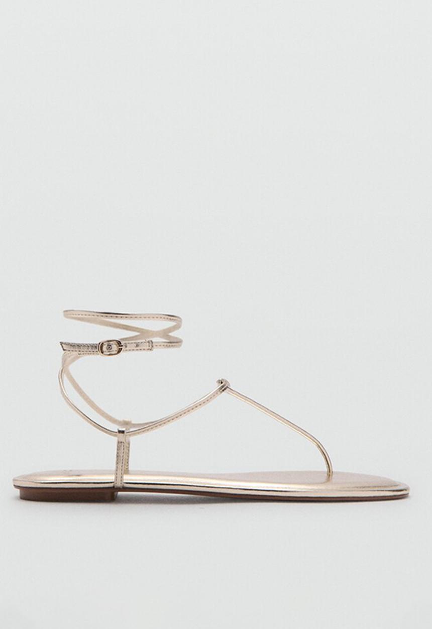 MANGO - Mina t-bar post ankle strap - gold