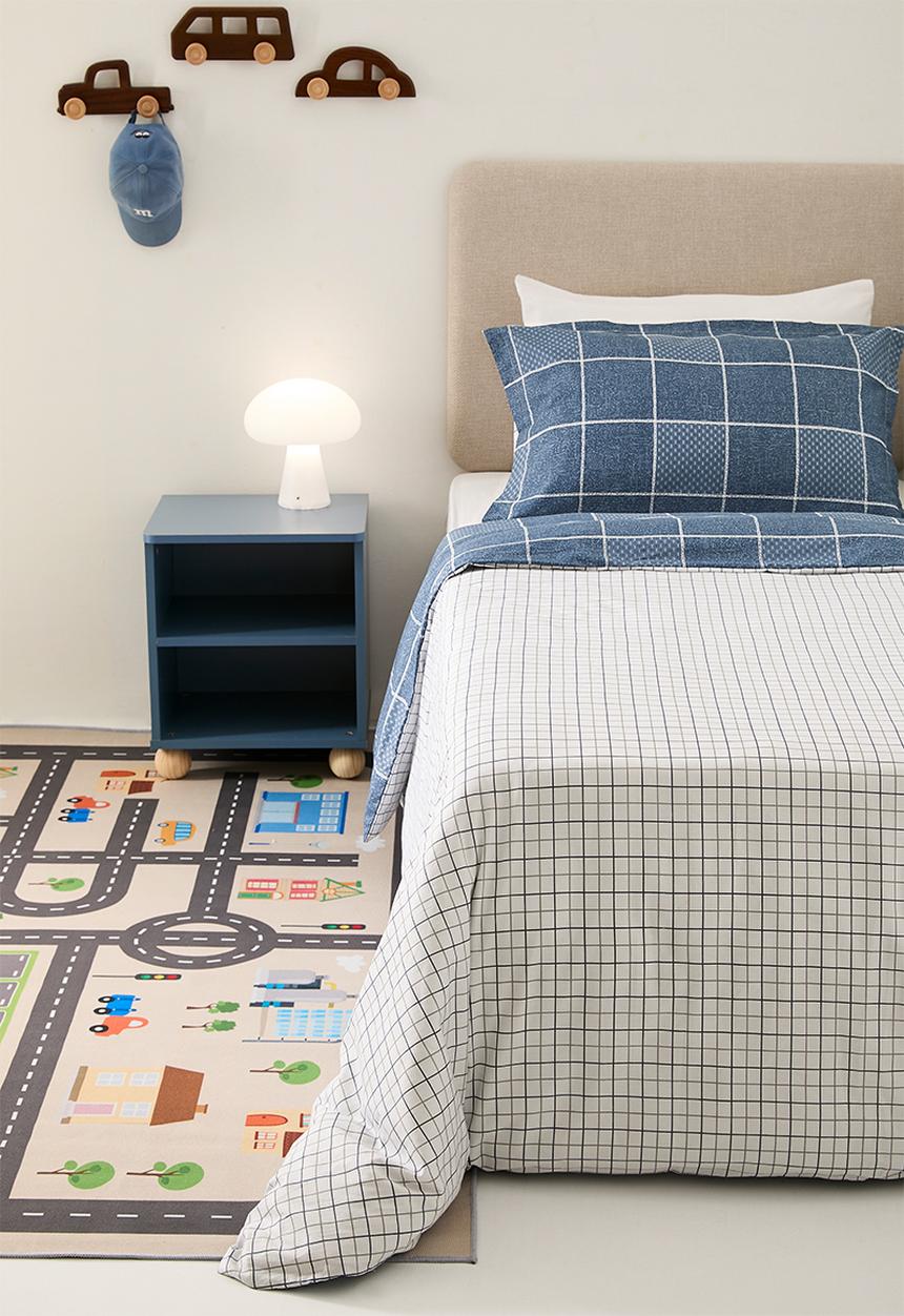 Pop Candy - 200TC windowpane check duvet cover set - glaucous blue
