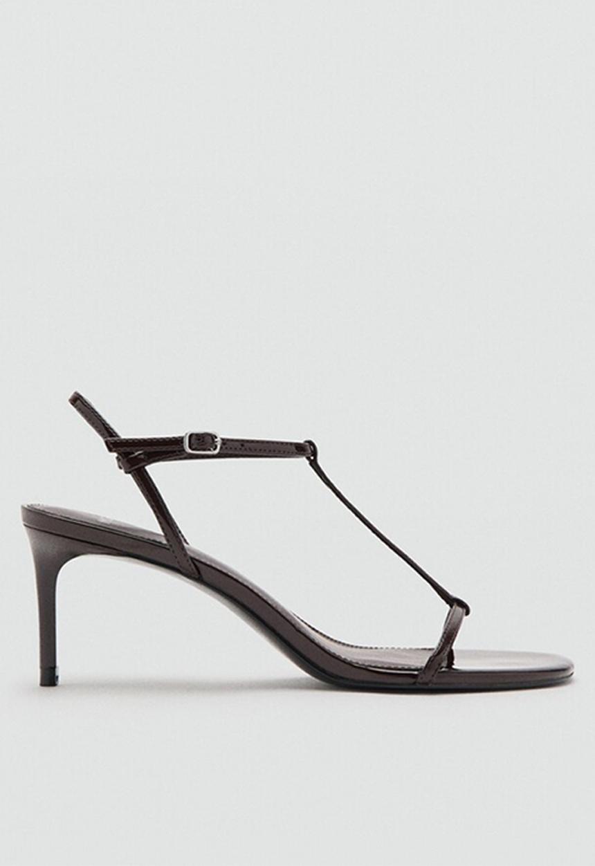 MANGO - Lion open toe ankle strap - dark brown
