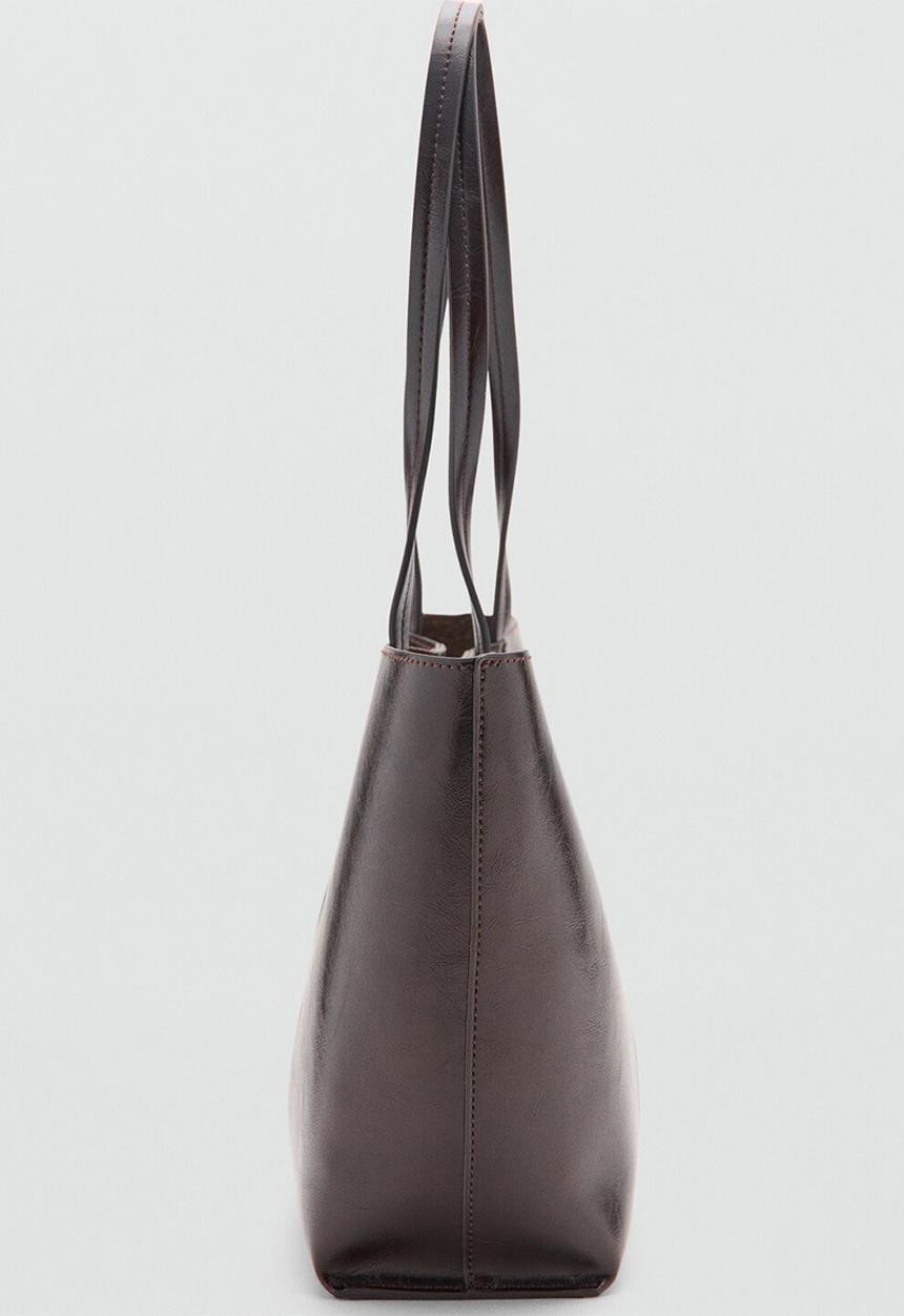 MANGO - Oliver tote bag- Dark Brown