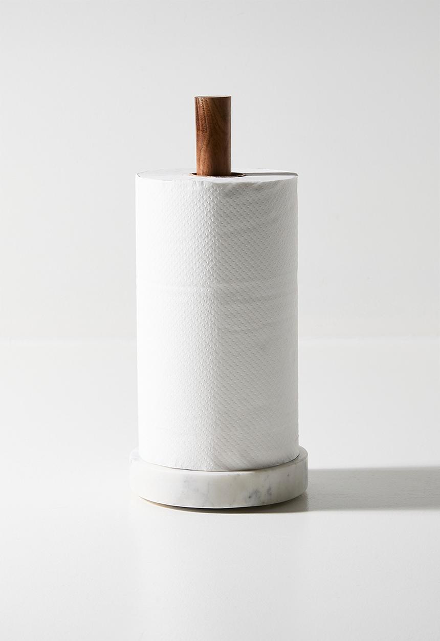 Sixth Floor - Marble & Wood Paper Towel Holder - Natural