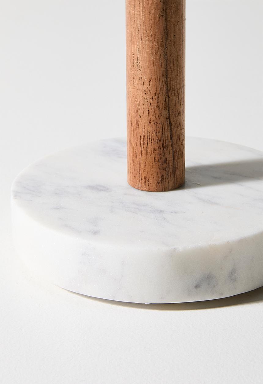 Sixth Floor - Marble & Wood Paper Towel Holder - Natural