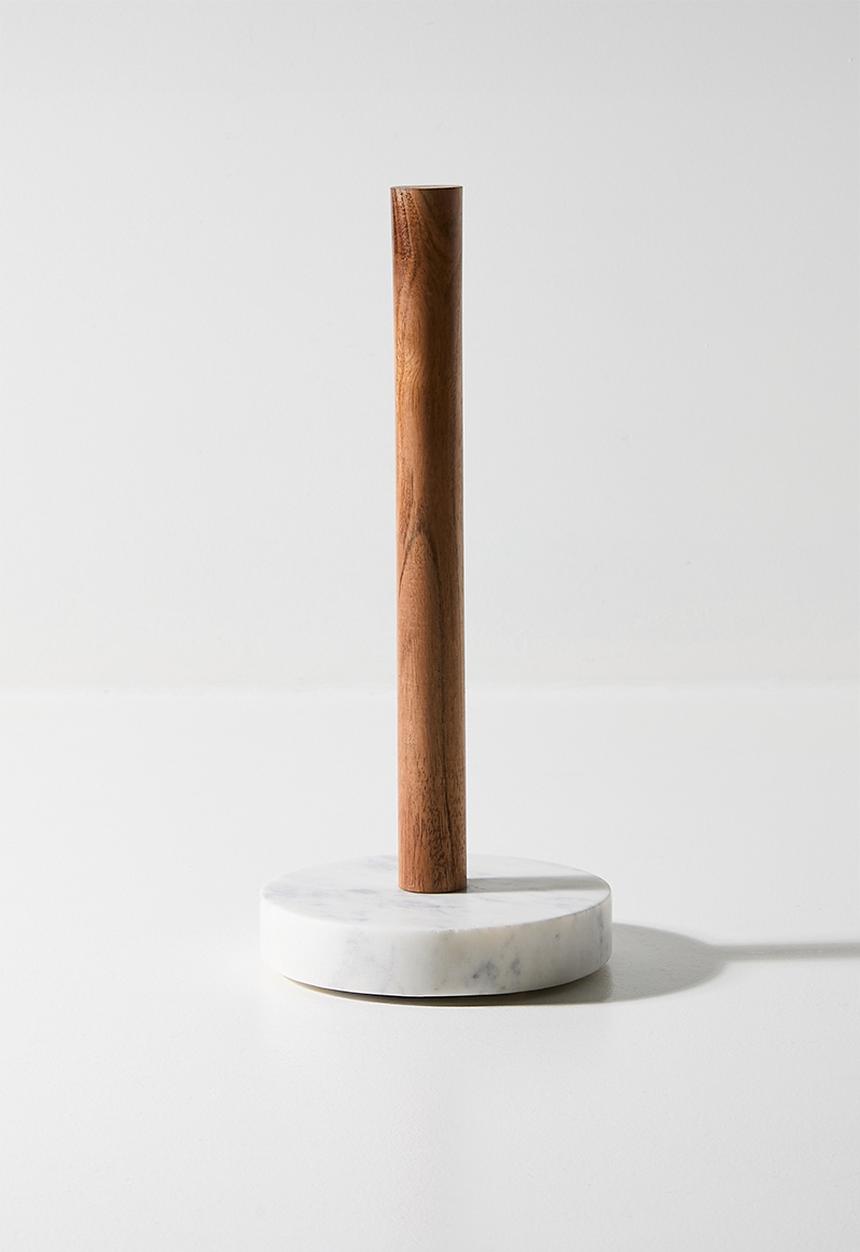 Sixth Floor - Marble & Wood Paper Towel Holder - Natural