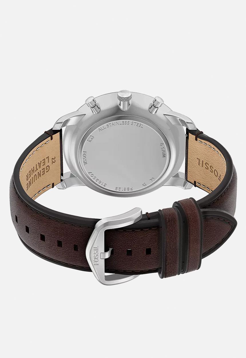 Fossil - Classic Neutra Leather Fs6129 Watch - Brown & Silver