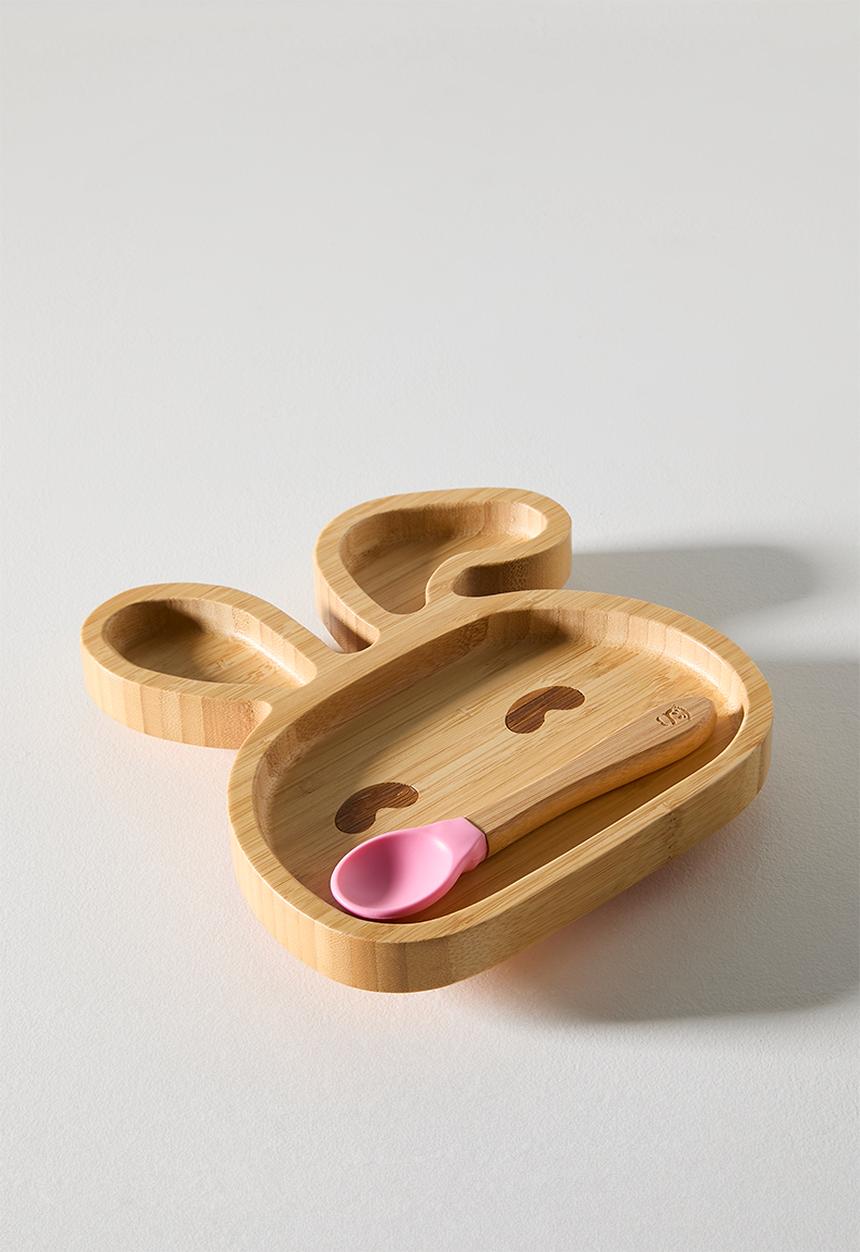 Nicolson Russell - Bamboobino Bunny Plate - Neutral & Pink