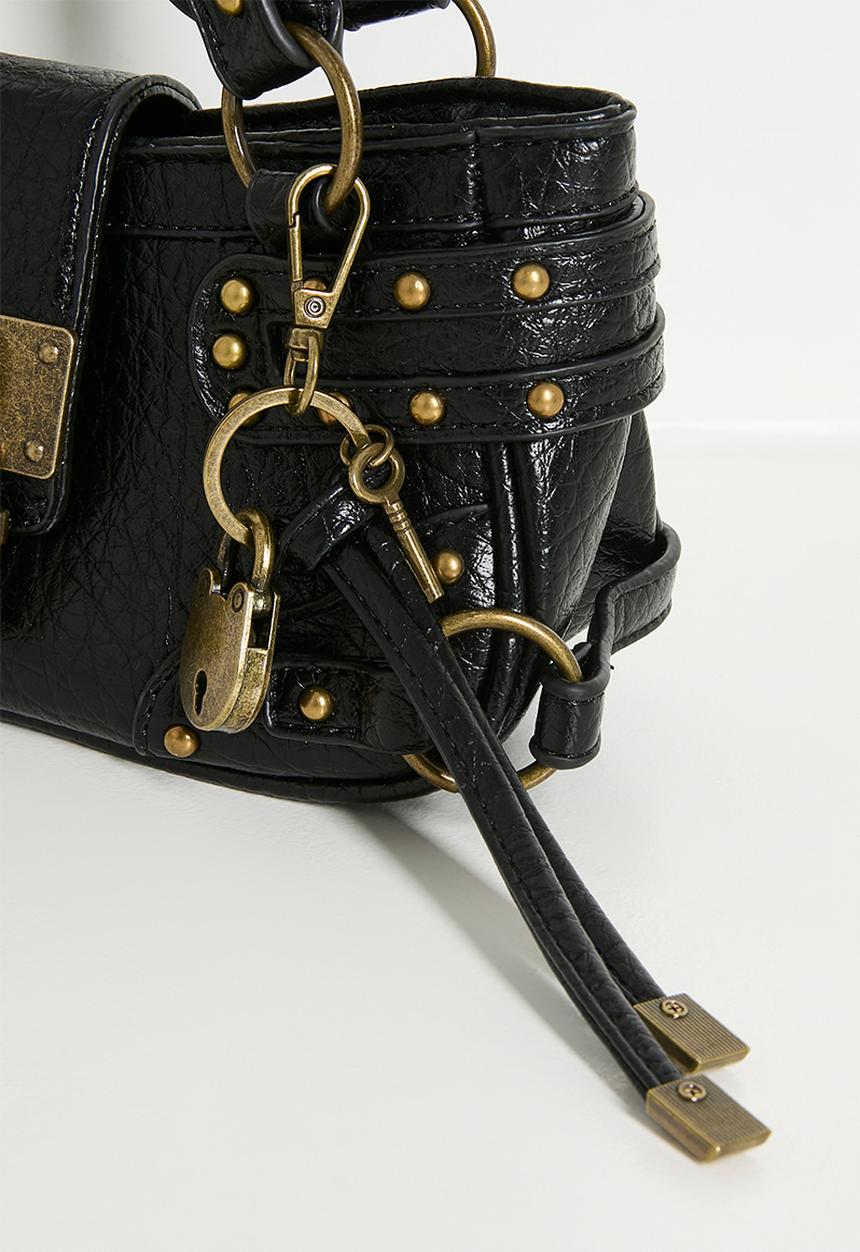 Tessa Design - Adeline Studded Buckle Bag - Black