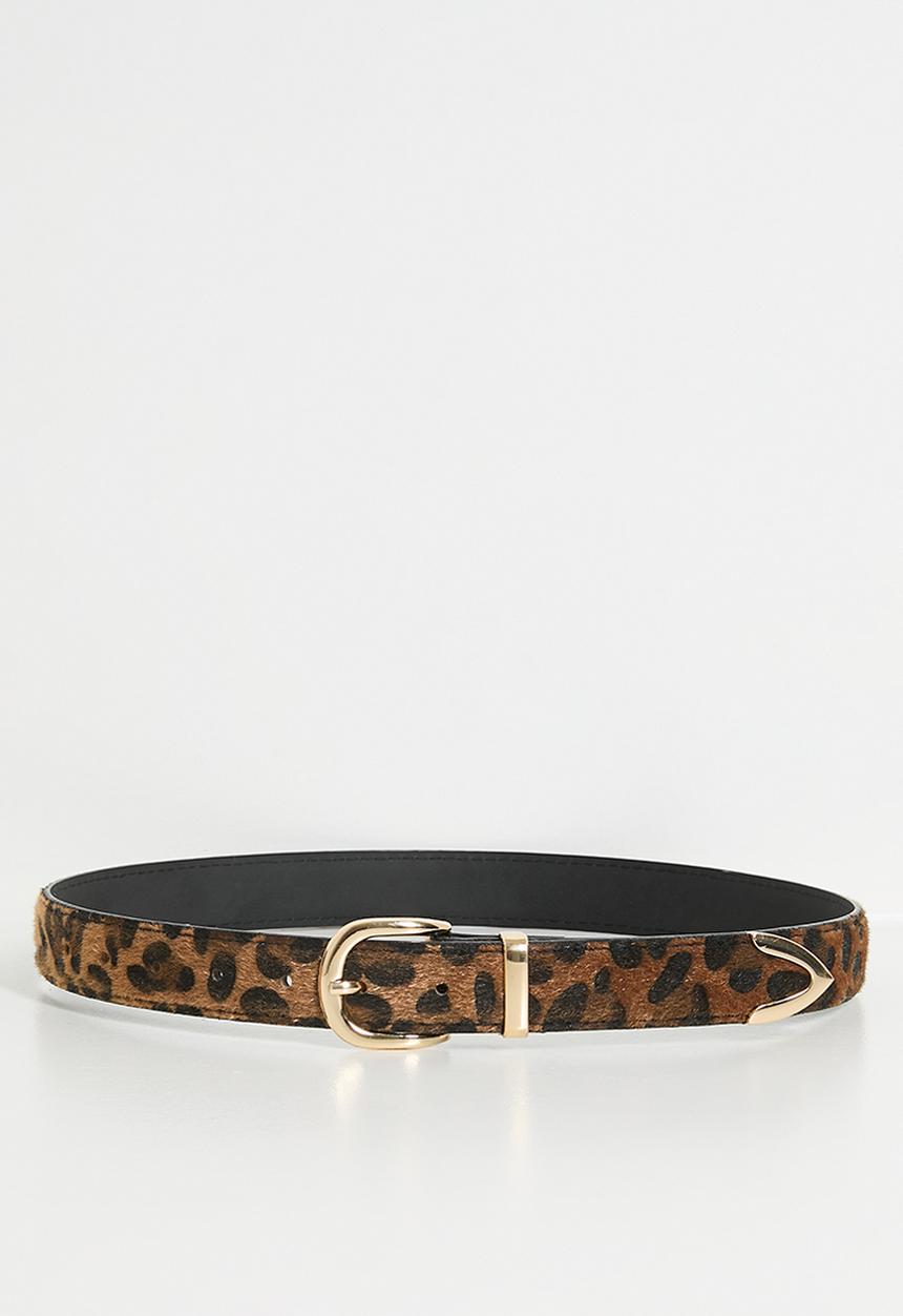 Tessa Design - Aviva Leopard Print Hide Belt - Brown