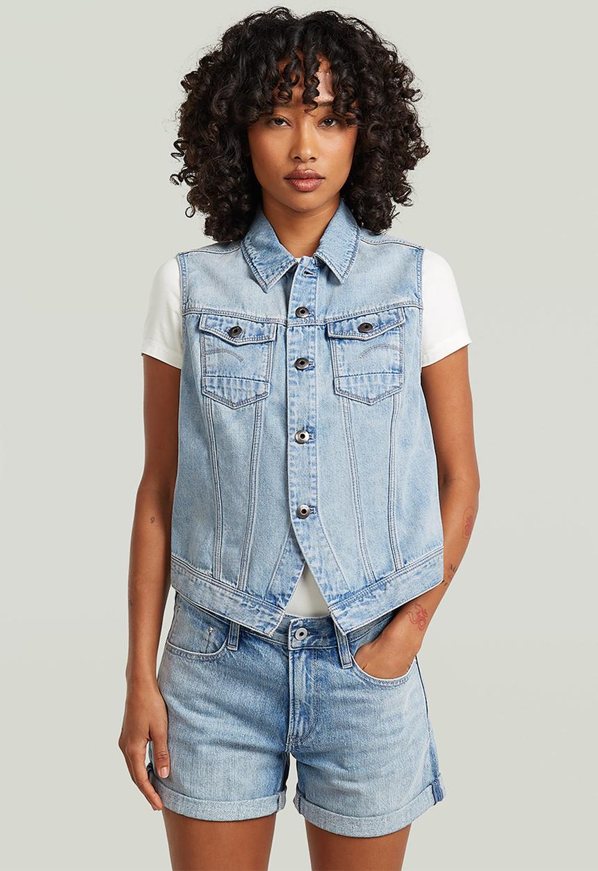 G-STAR - Pitched hem slim vest wmn - vintage summer clouds