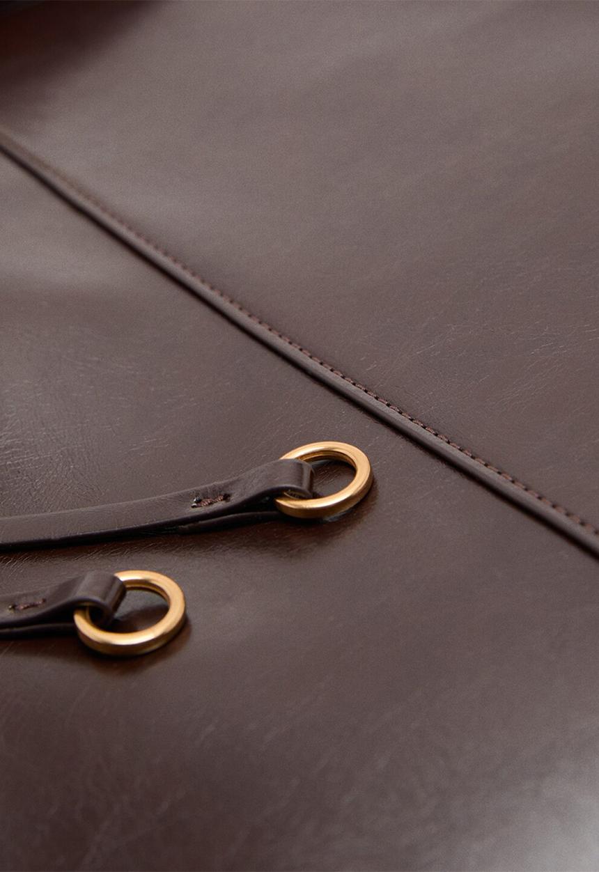 MANGO - Antonia shoulder bag - dark brown