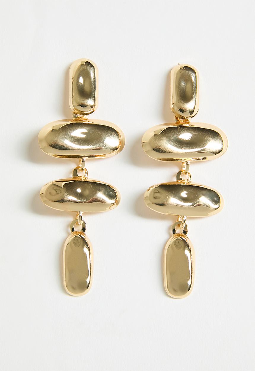 Tessa Design - Drew Oval Drop Earrings - Gold