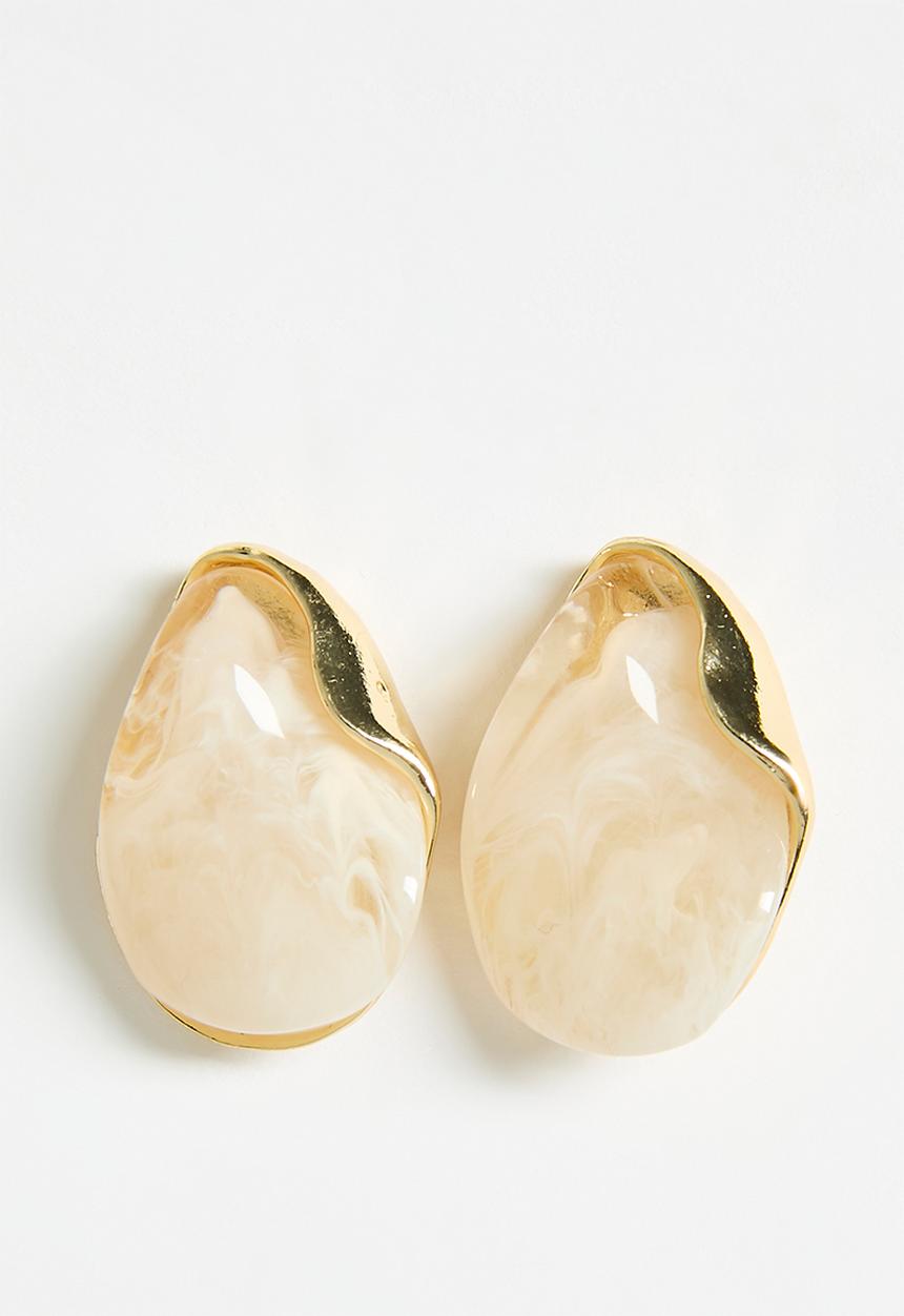 Tessa Design - Fallon Pearl Teardrop Pin Earrings - Gold