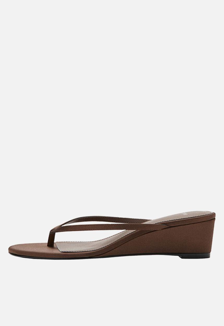 MANGO - Bombay open toe mule - dark brown