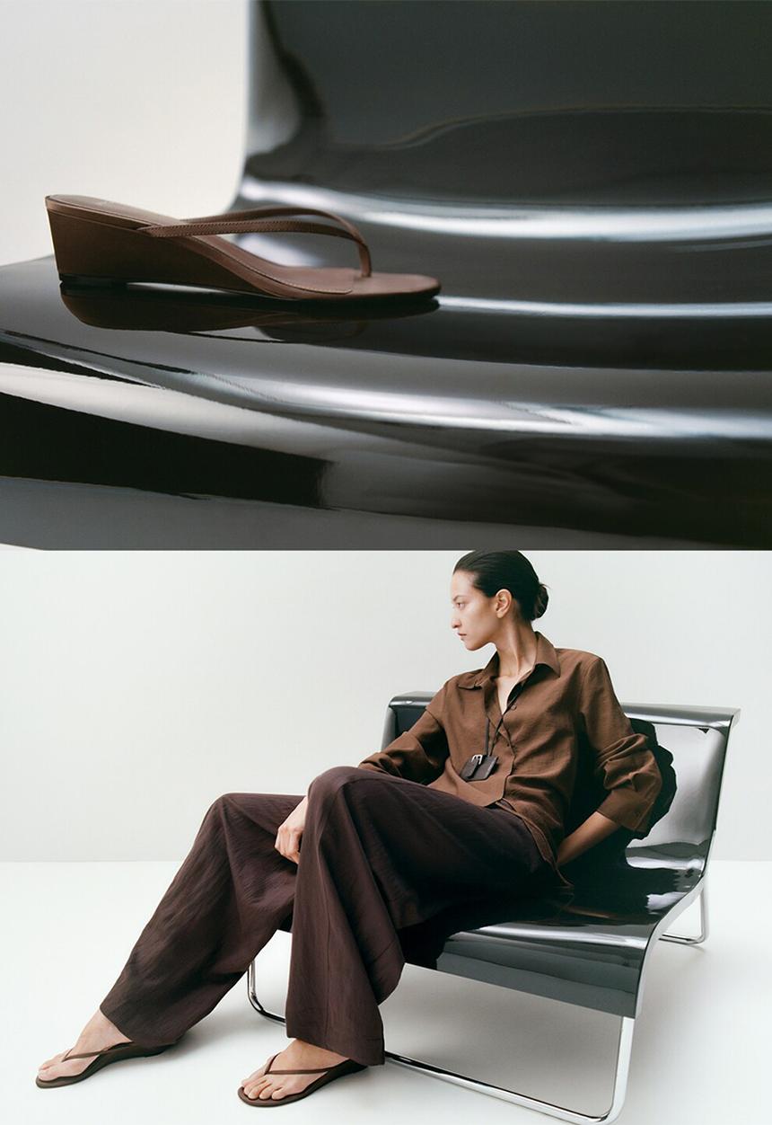 MANGO - Bombay open toe mule - dark brown
