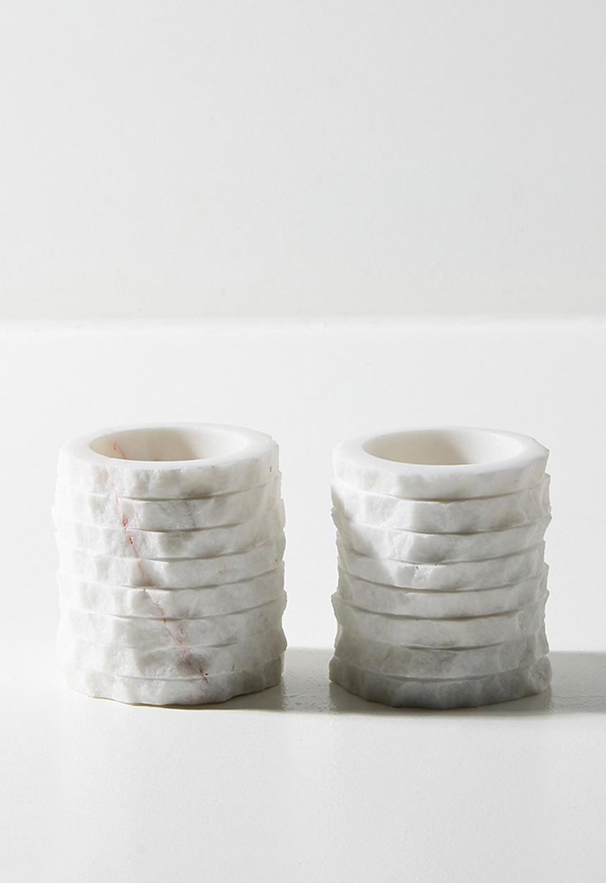 Sixth Floor - Textured marble Pinch Pots - White