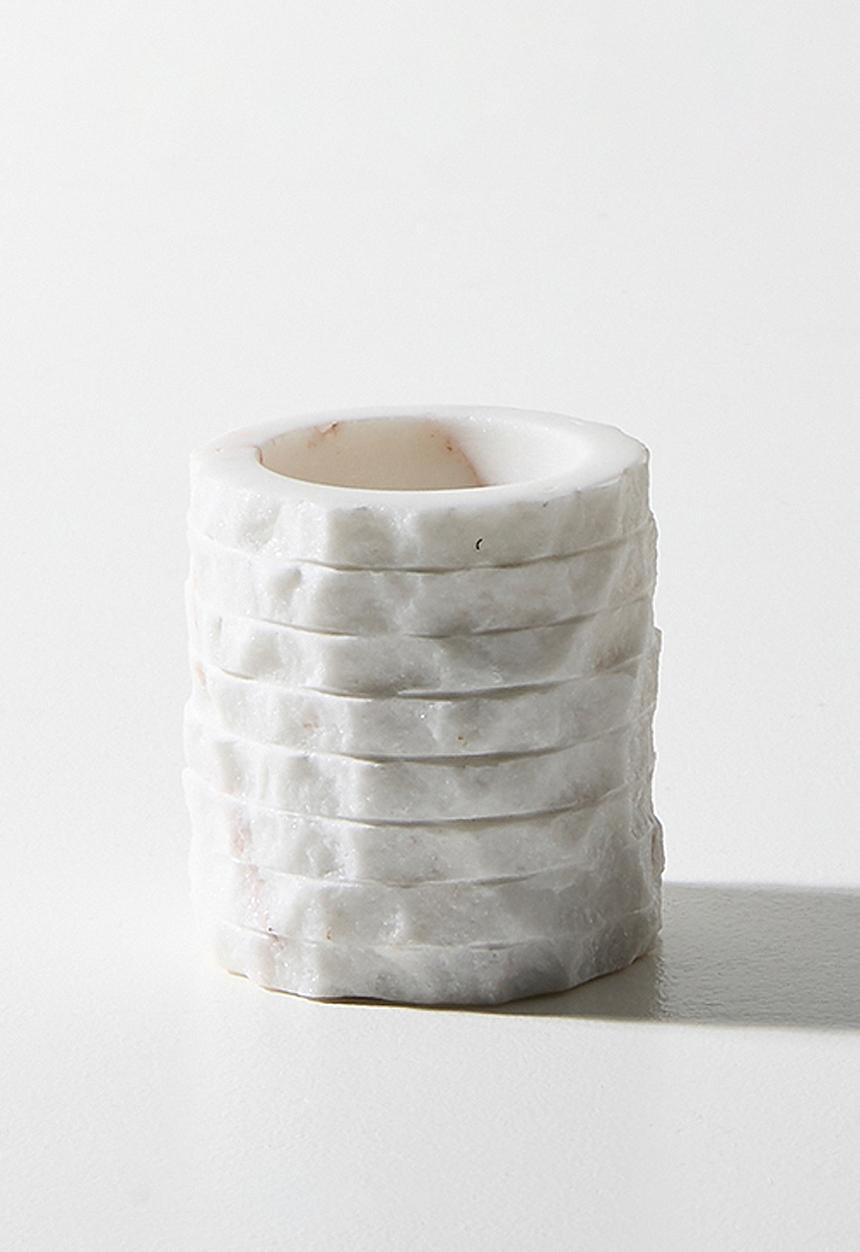 Sixth Floor - Textured marble Pinch Pots - White