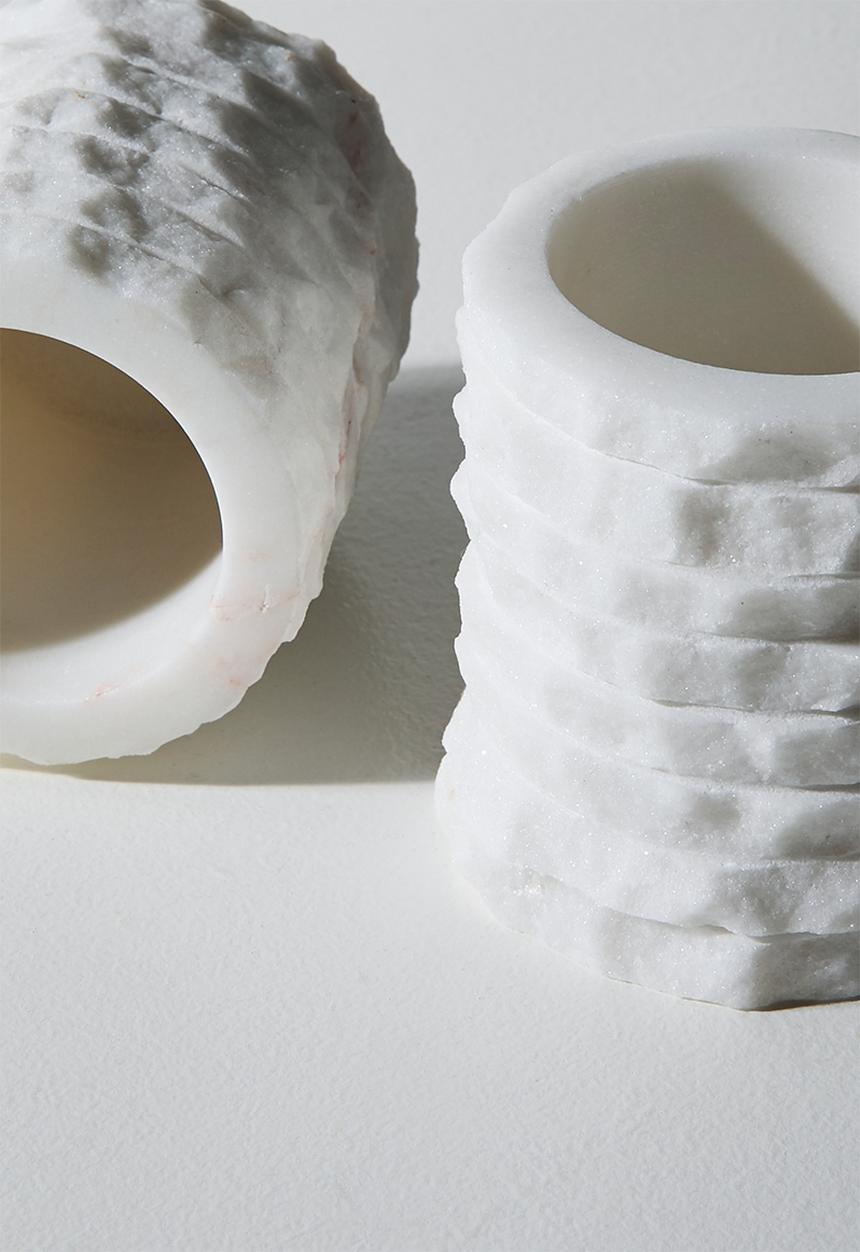 Sixth Floor - Textured marble Pinch Pots - White