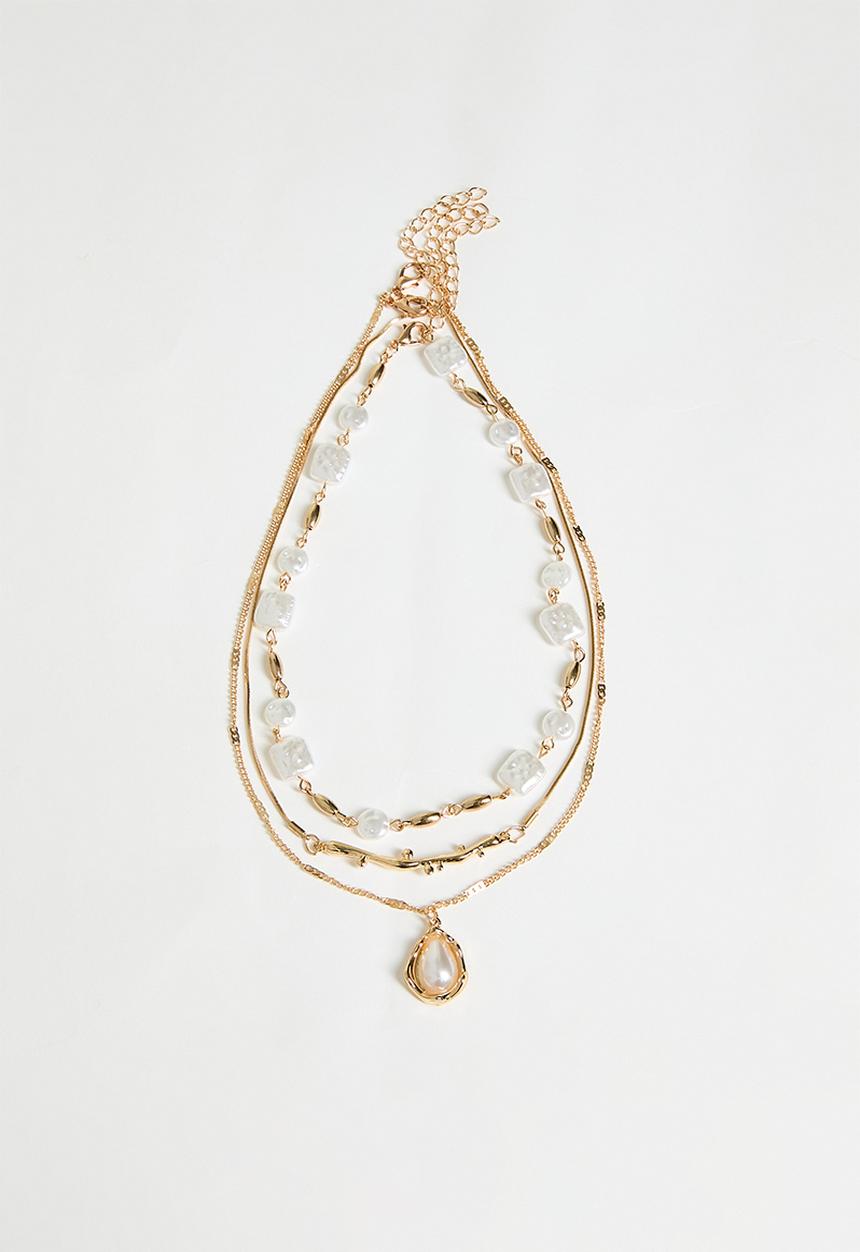 Tessa Design - Fayelynn Stacked Shell Beaded Necklaces - Gold