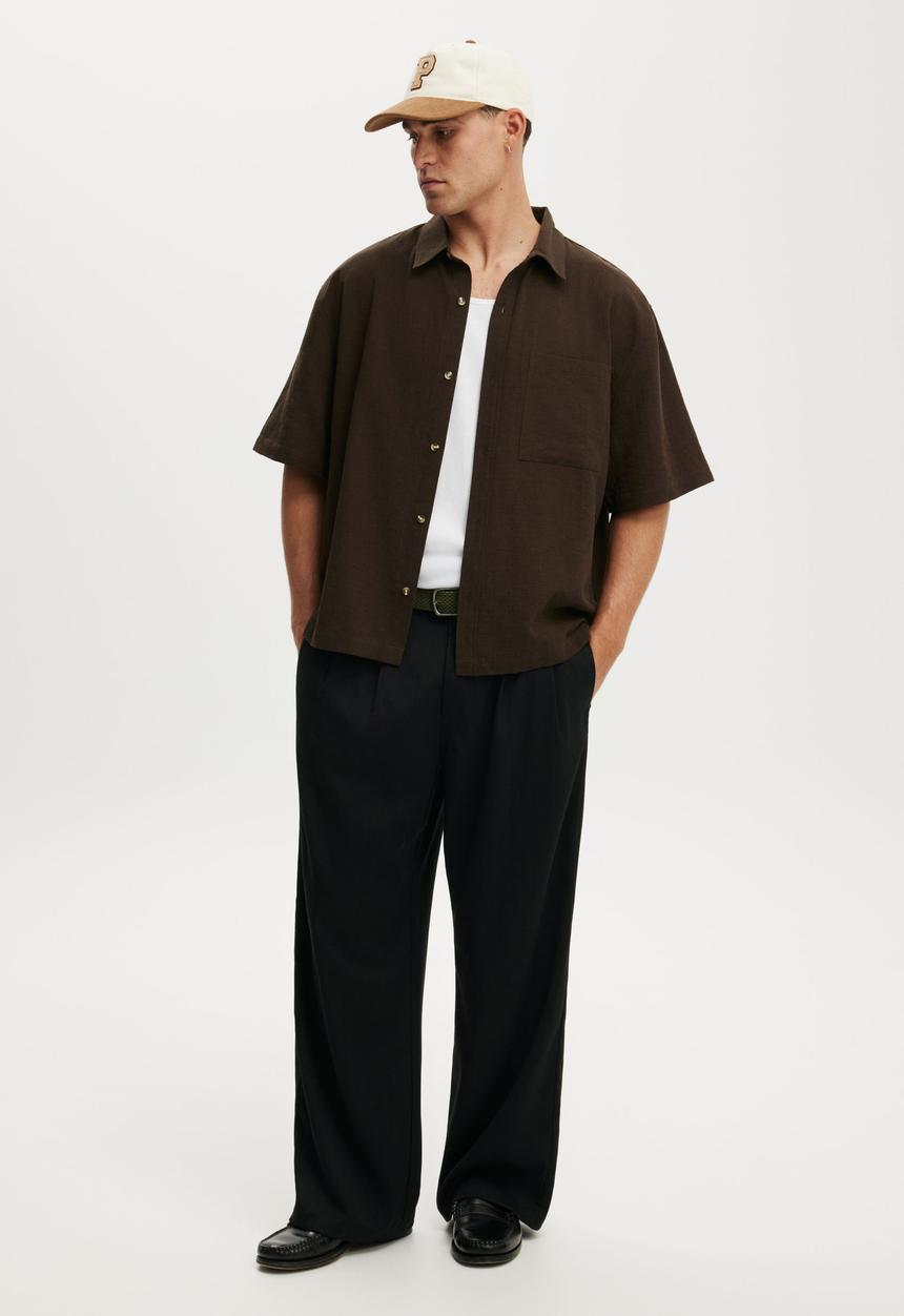 Cotton On - Boxy Fit Short Sleeve Shirt - Brown