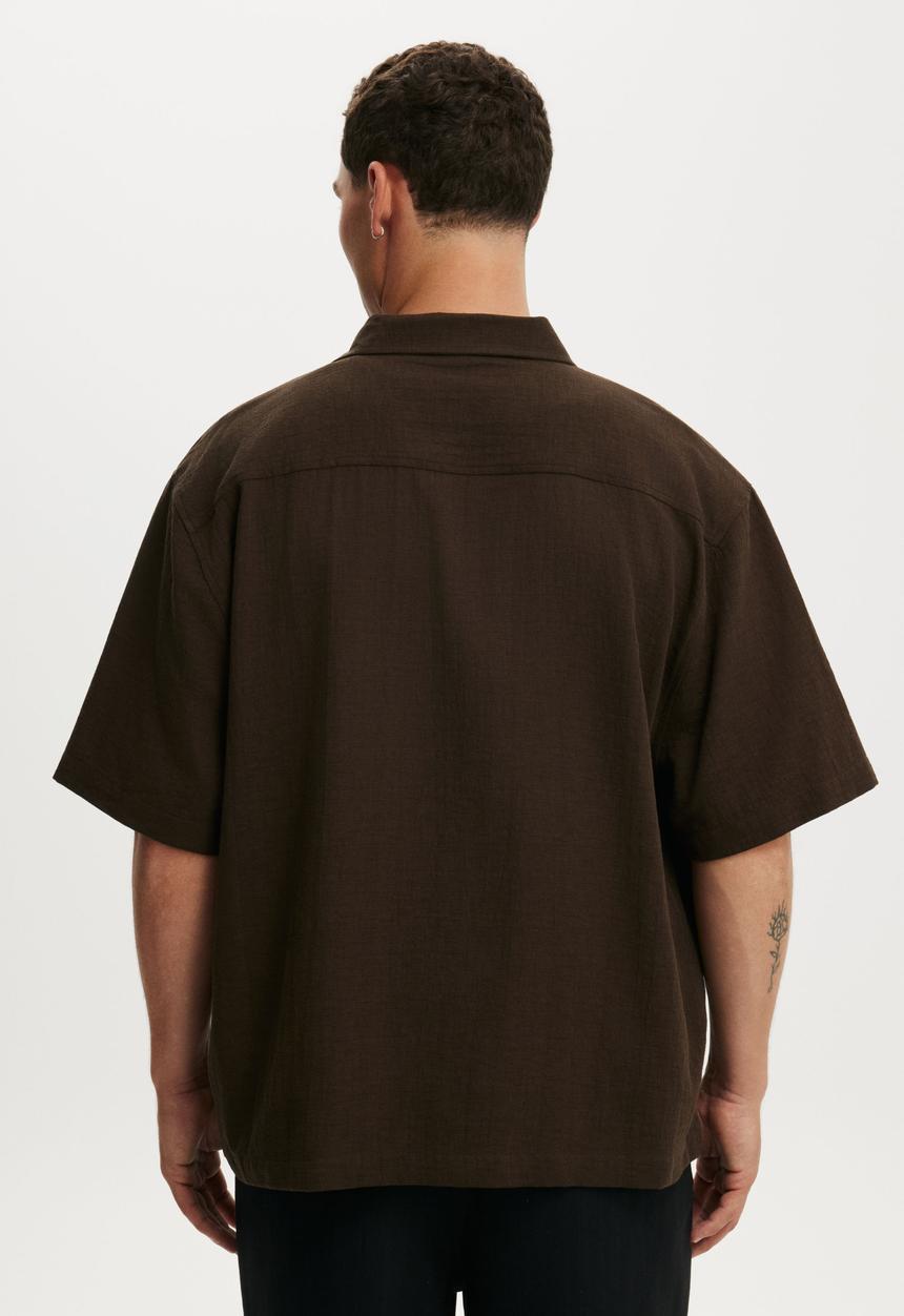 Cotton On - Boxy Fit Short Sleeve Shirt - Brown