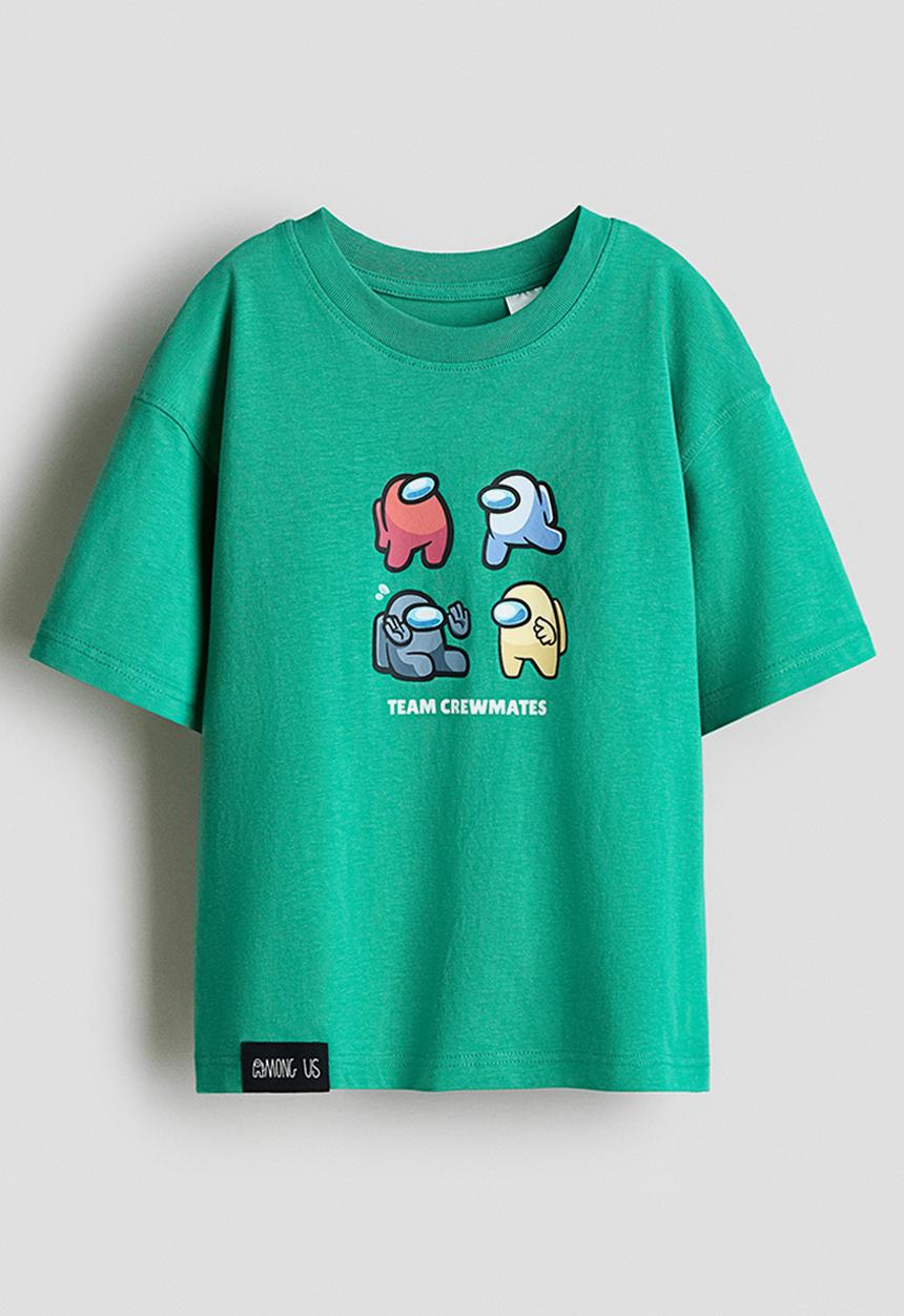 H&M - Oversized printed T-shirt - green/among us
