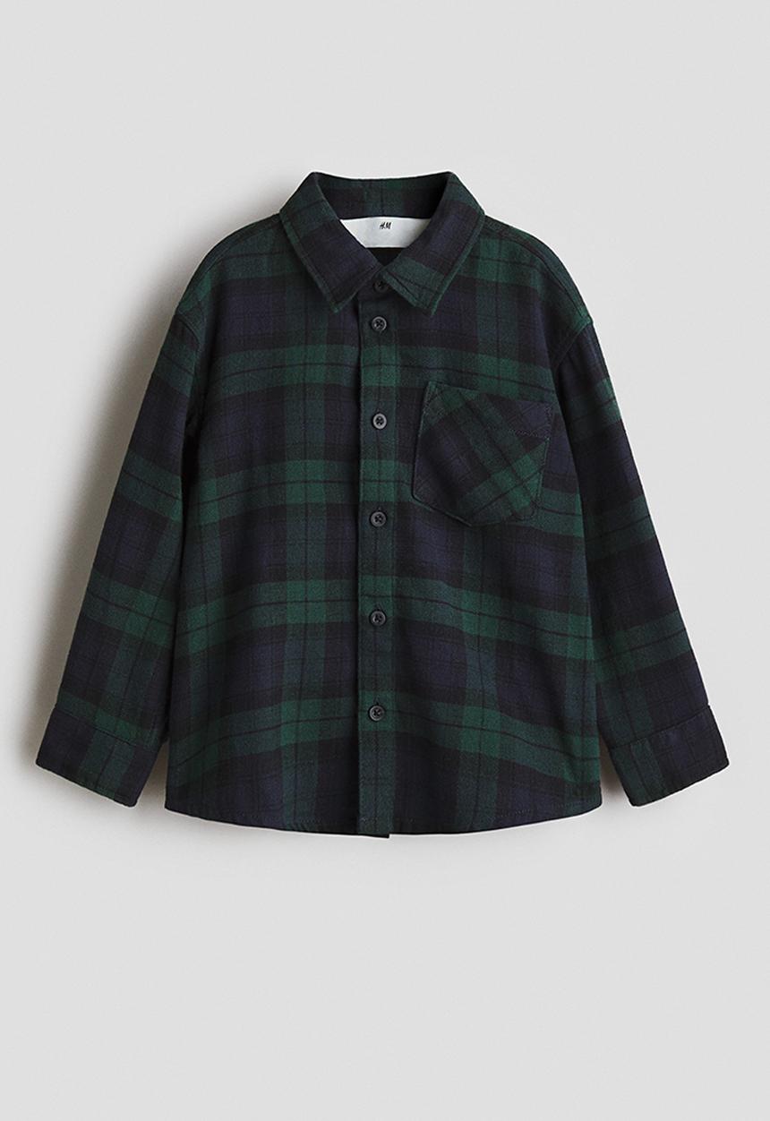 H&M - Cotton flannel shirt - green/blue checked