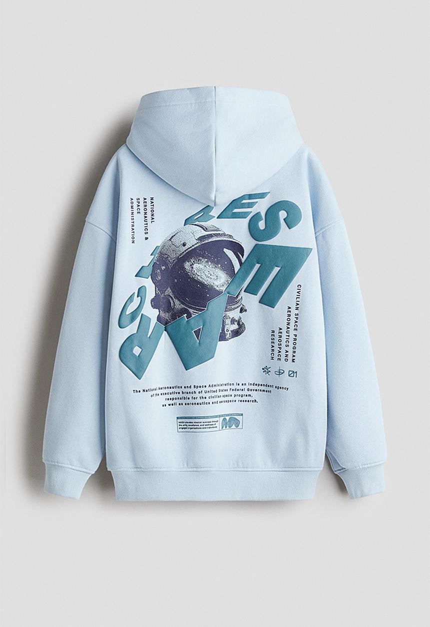 H&M - Hoodie - light blue/nasa