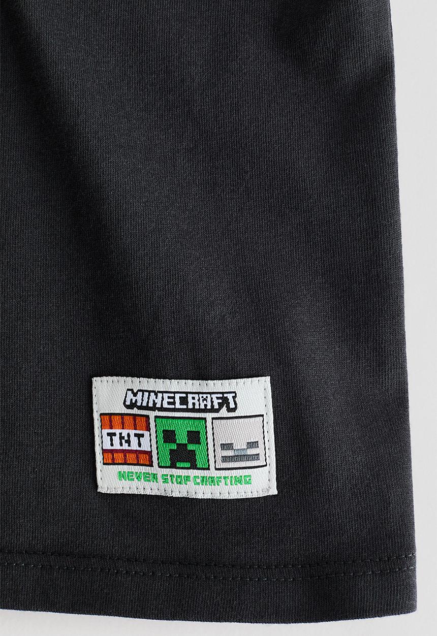 H&M - Reversible sequin T-shirt - dark grey/minecraft