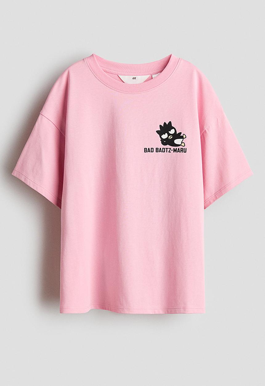 H&M - Printed cotton T-shirt - pink/badtz-maru