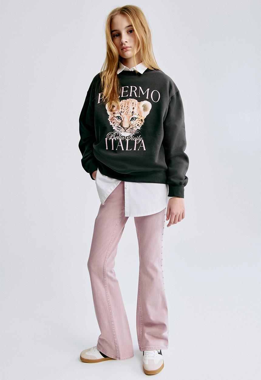 H&M - Motif-detail sweatshirt - black/palermo